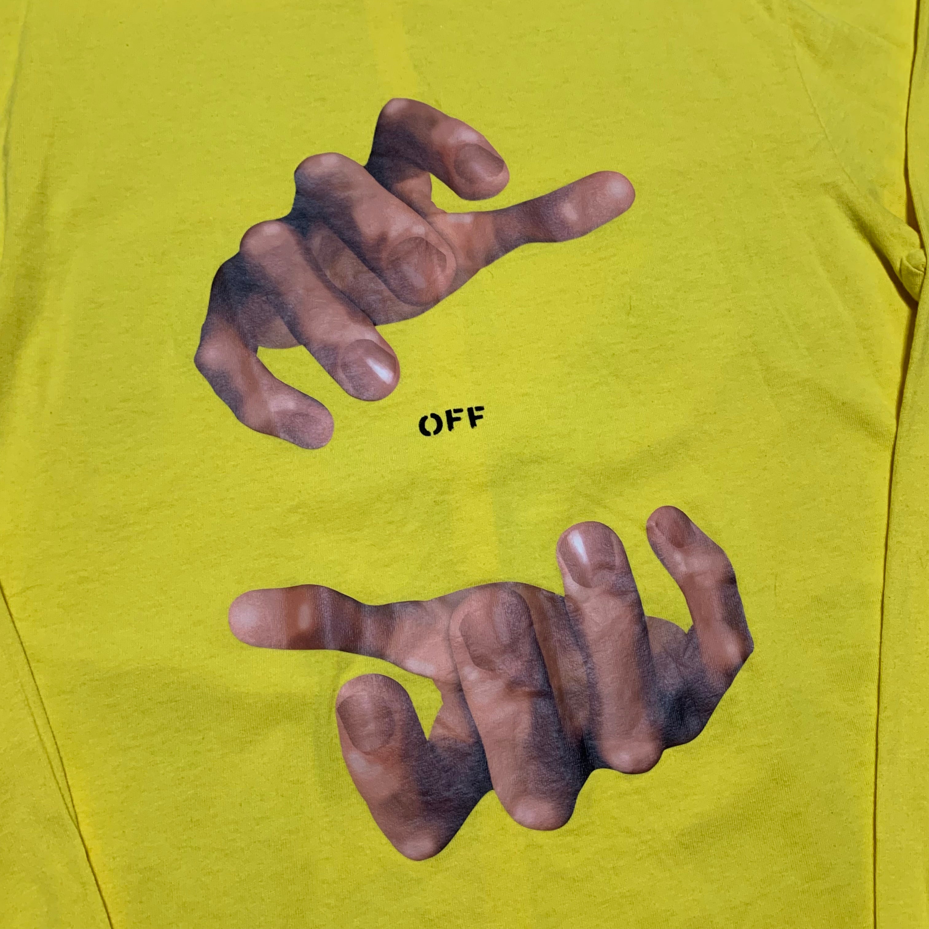 Off White XS Hand Arrows Yellow Long Sleeve Top Virgil Abloh