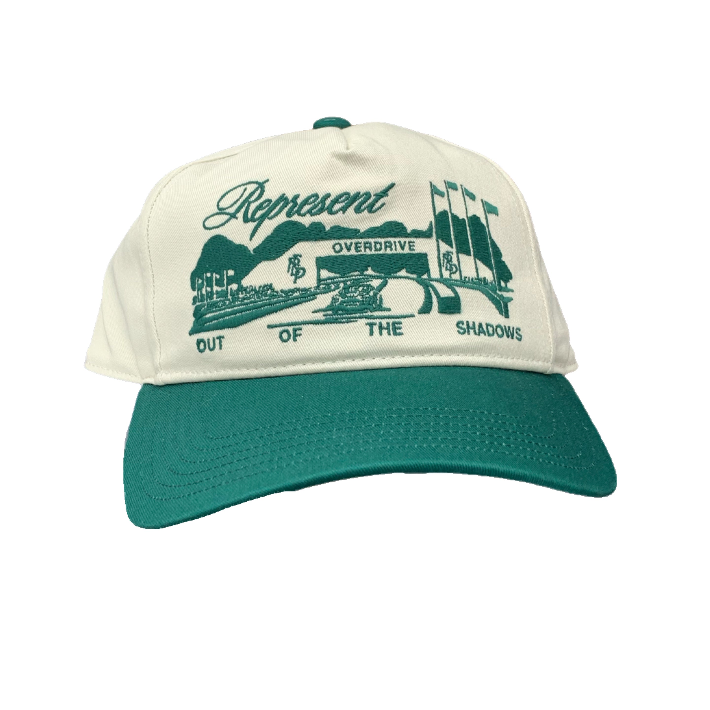 Represent Cap Raceway Antique White Forest Green Cap