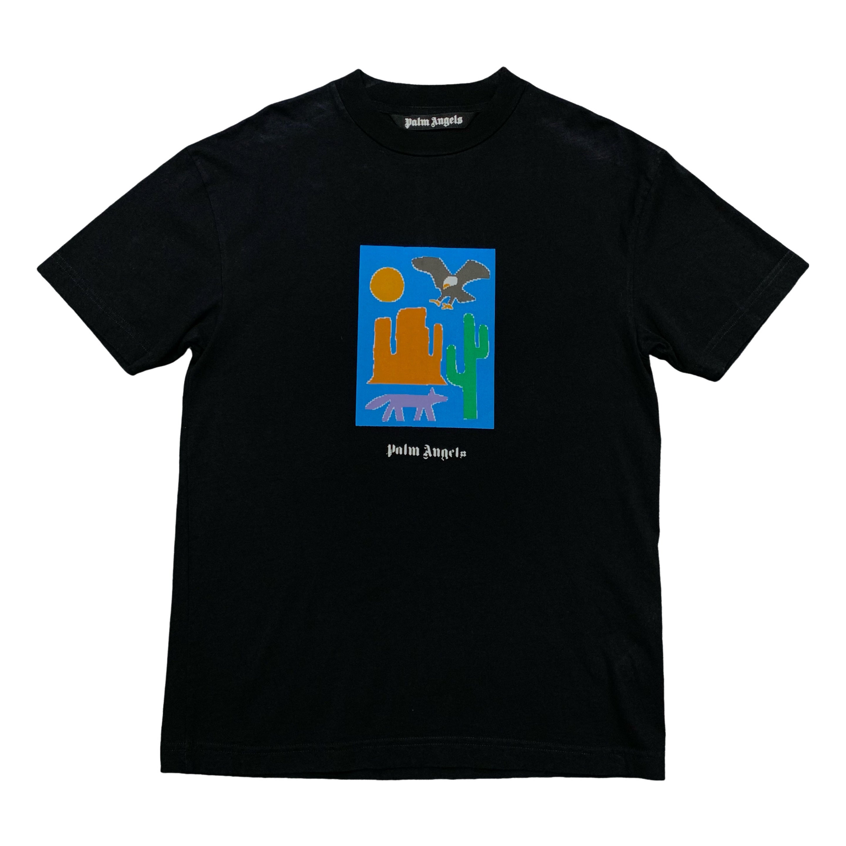 Palm Angels Small Tee New Folk Black T-Shirt