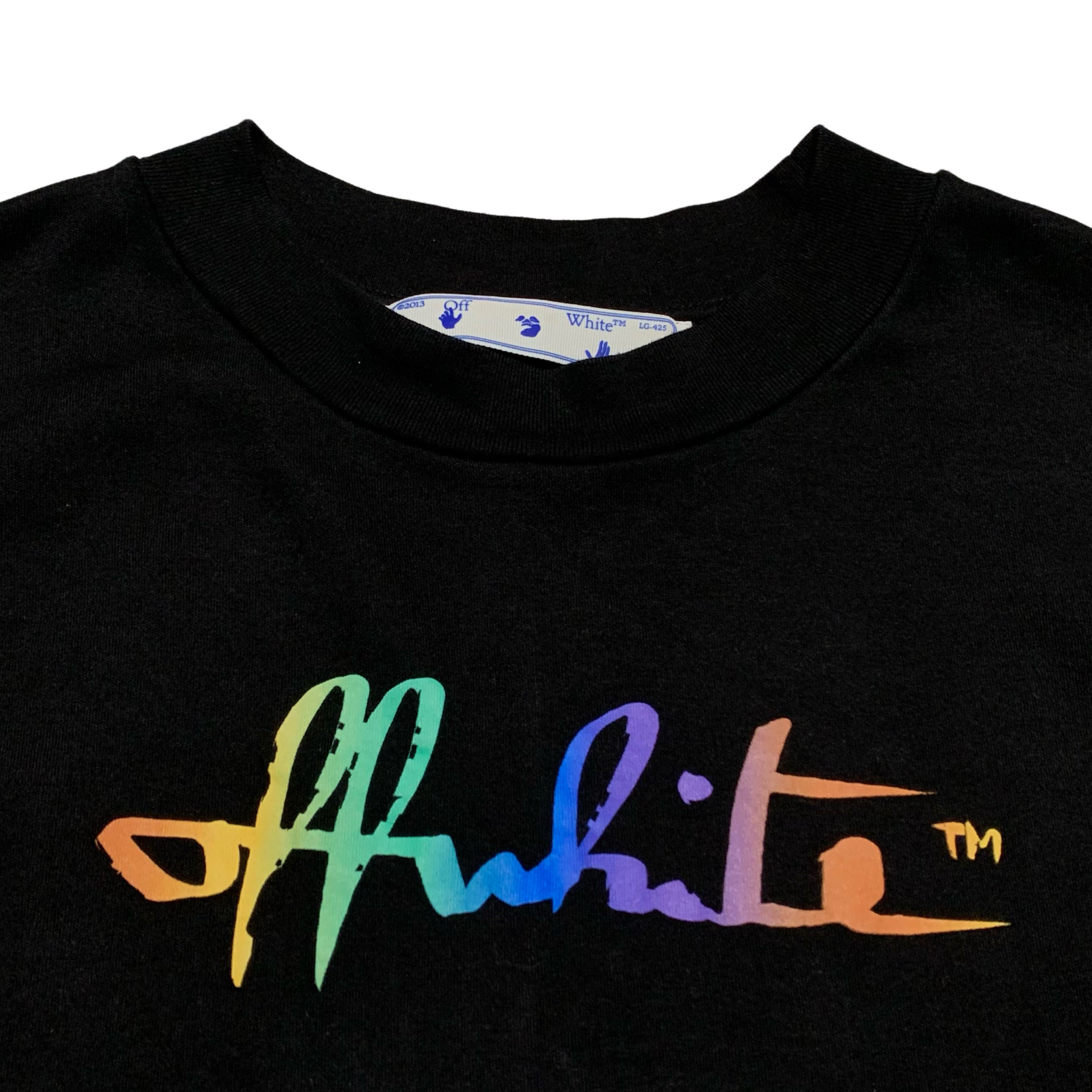 Off White Medium Rainbow Tomboy Black Tee Virgil Abloh