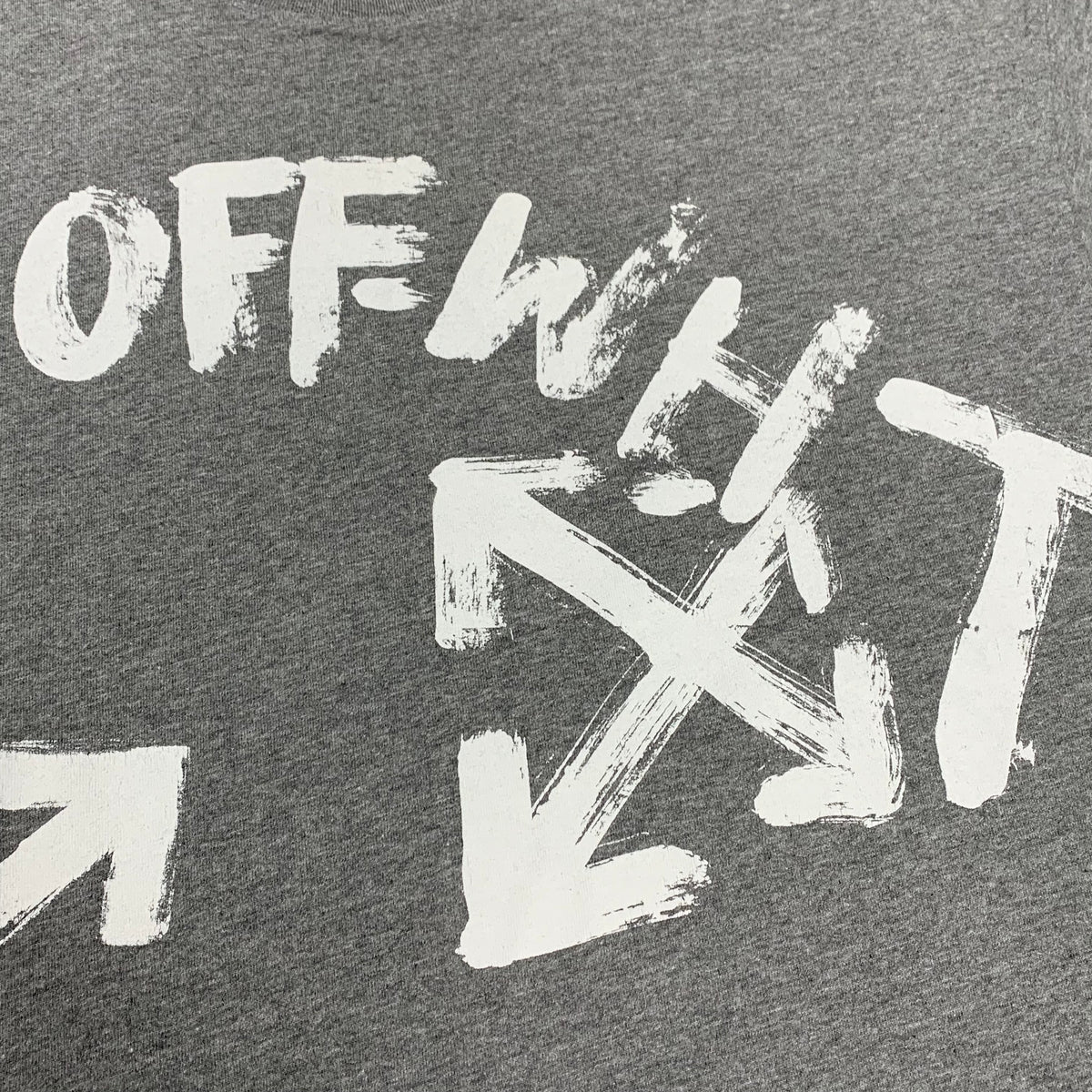 Off White XL Tee Paint Script Arrows Grey T-Shirt Virgil Abloh