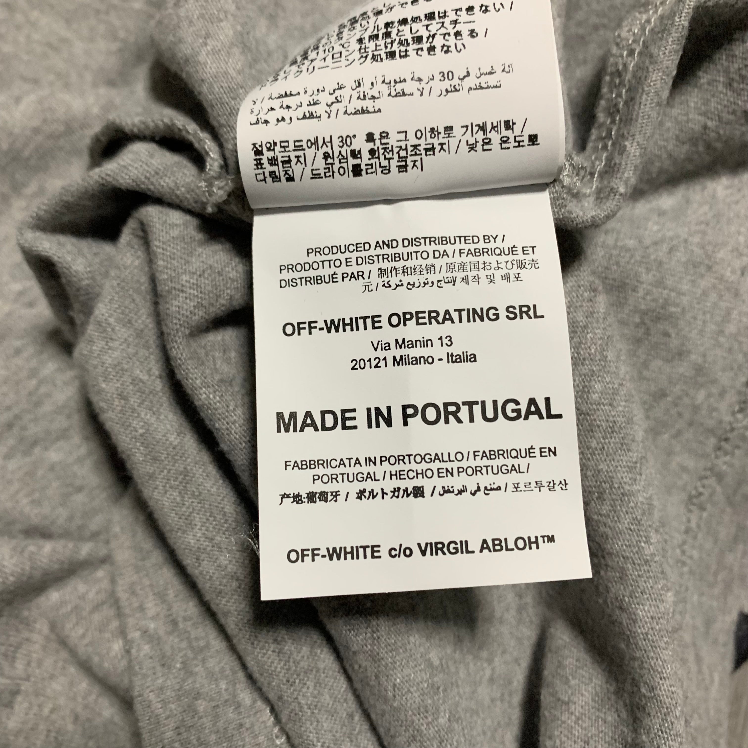 Off White Medium Off Arrows Grey Tee Virgil Abloh Harrods 2019