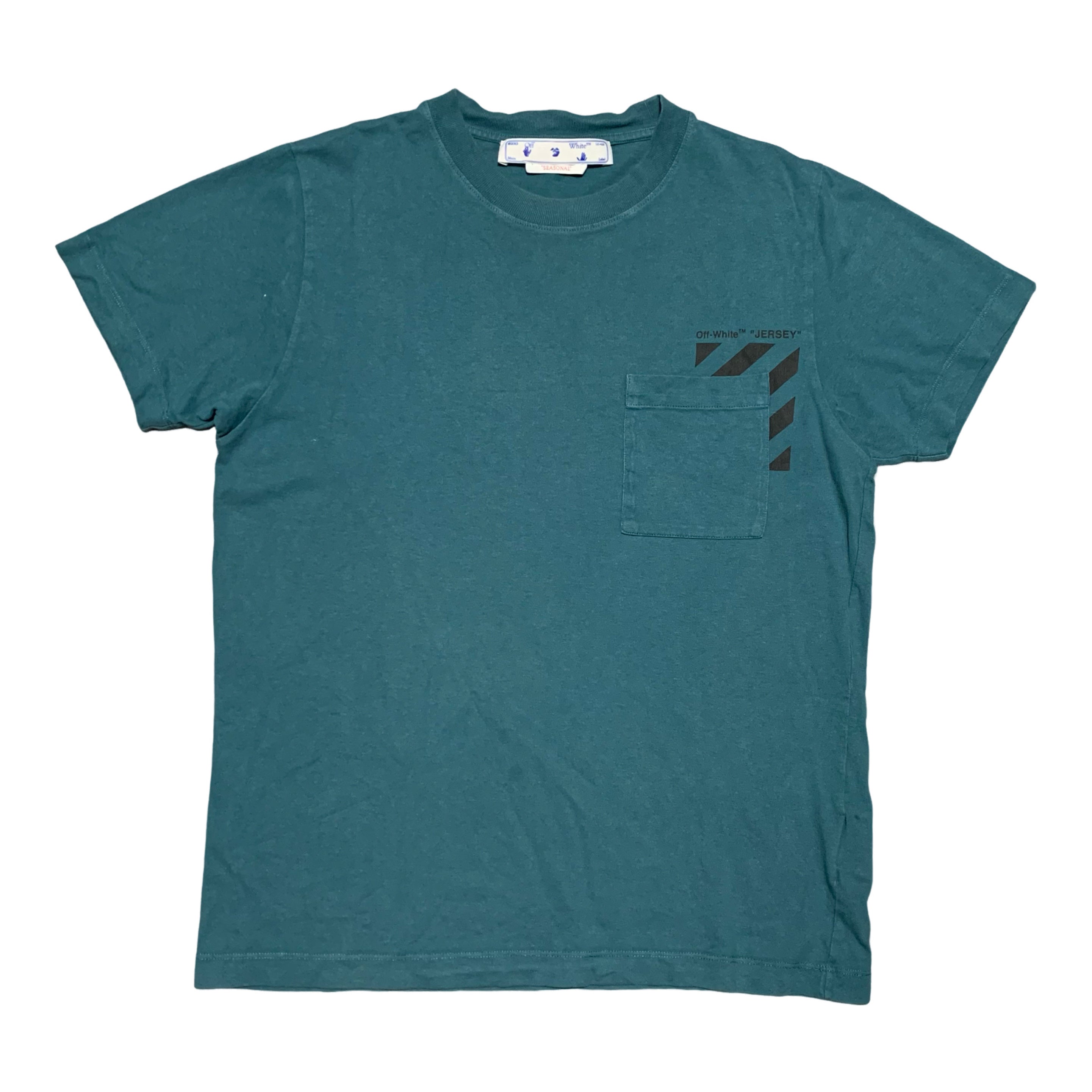 Off White Small Diag Pocket Tee Jade Green Blue Virgil Abloh