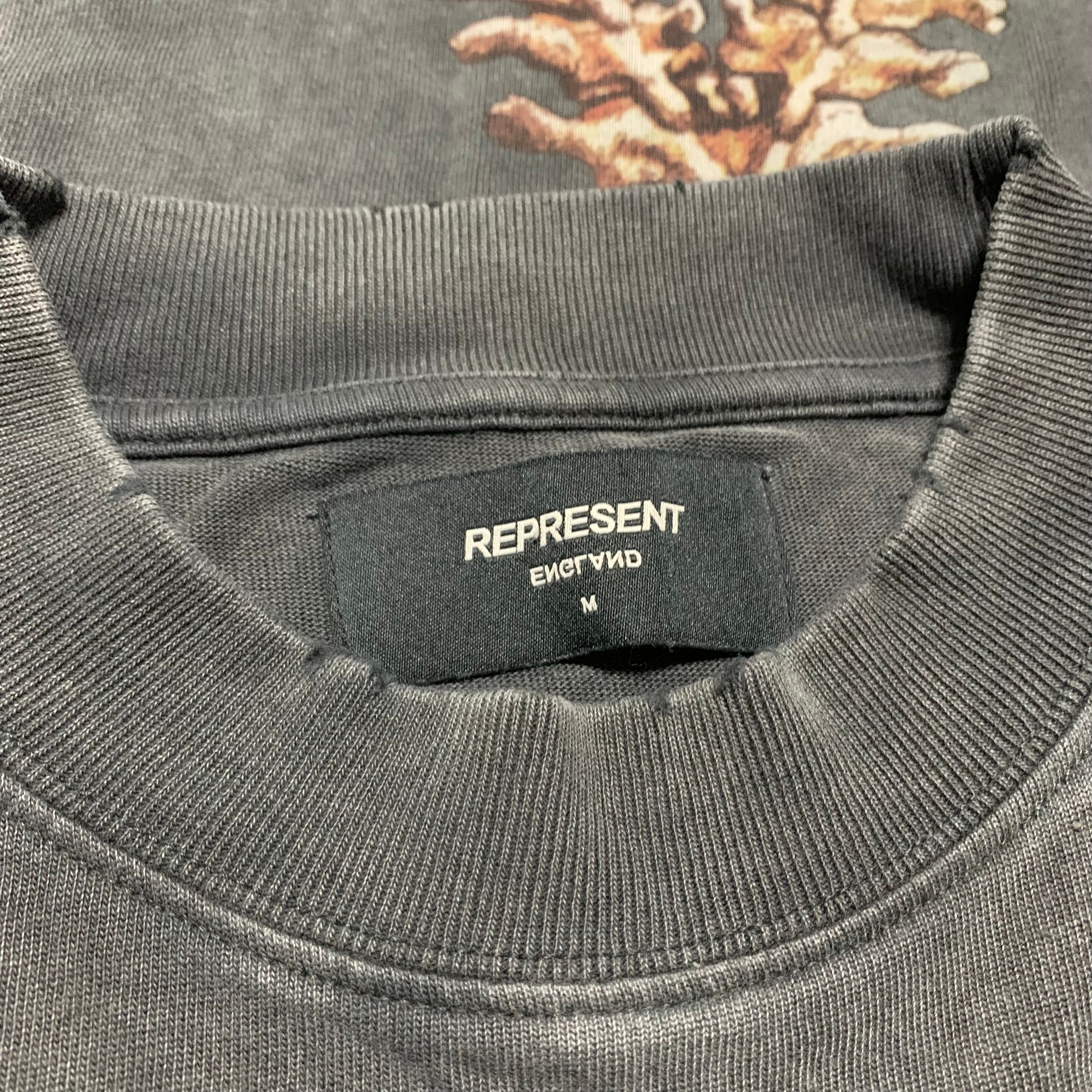 Represent Medium Bones Vintage Grey Tee Skeleton Graphic
