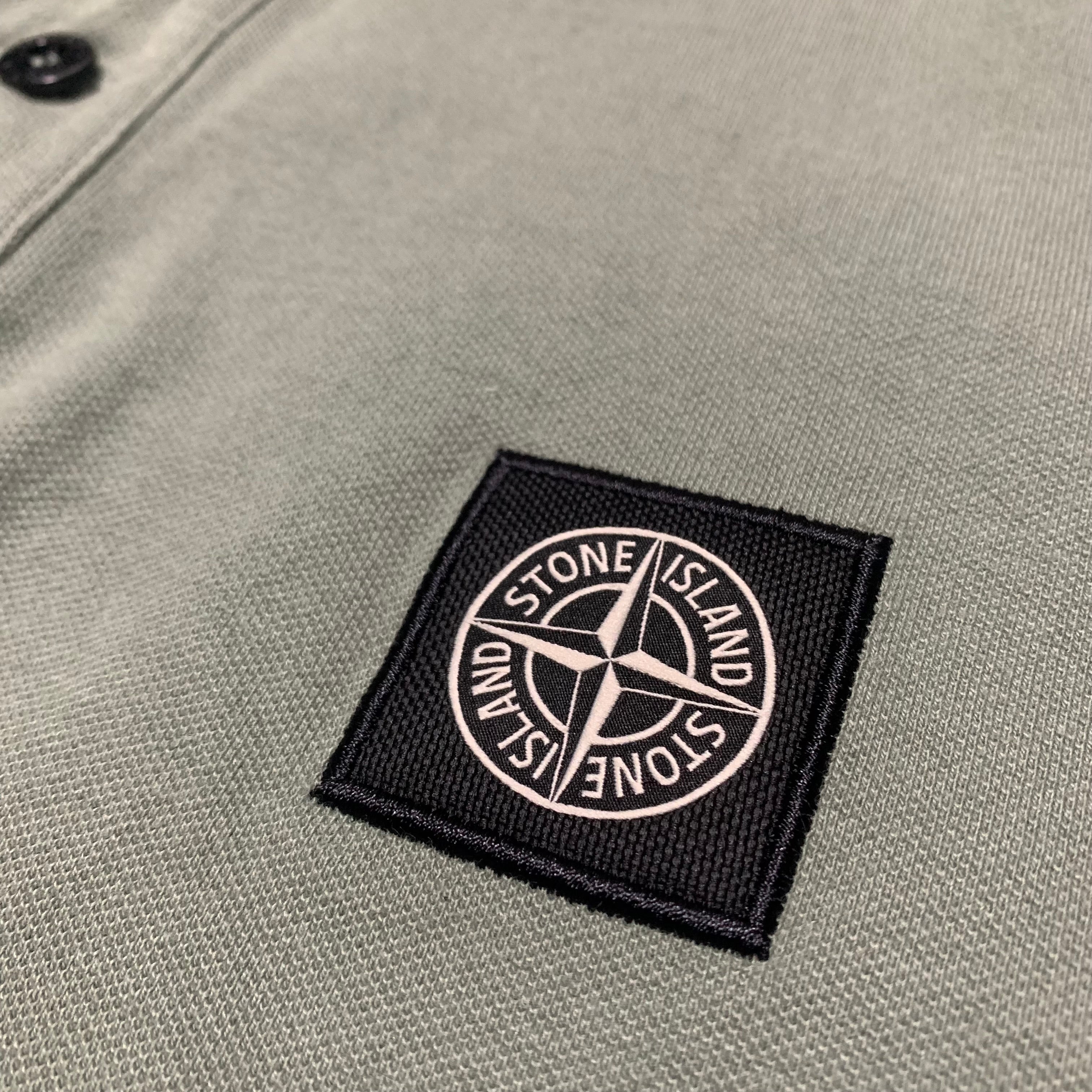 Stone Island Medium Polo Khaki Green Shirt Top Slim Fit 2023