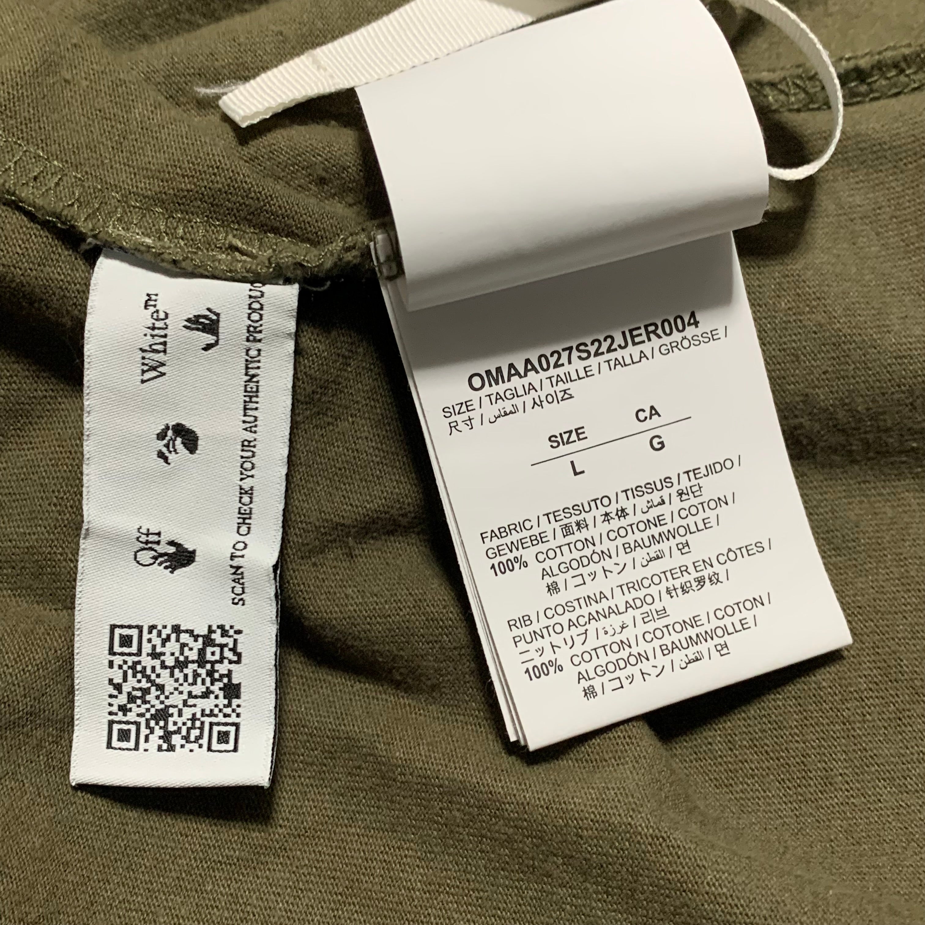 Off White Large Diagonal Tab Khaki Green Tee Virgil Abloh