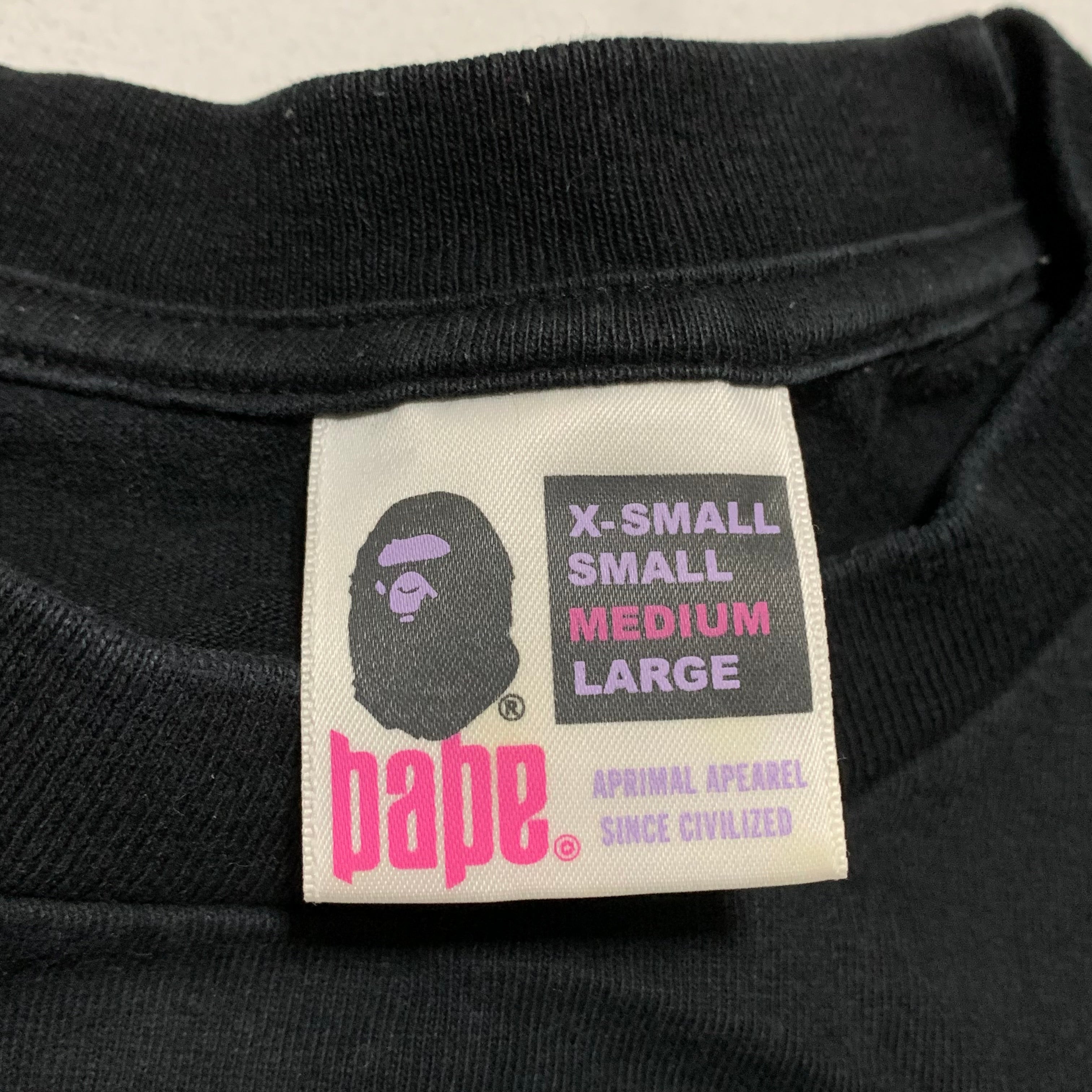 Bape Medium Big Ape Head Mad Face Black Tee Vintage OG