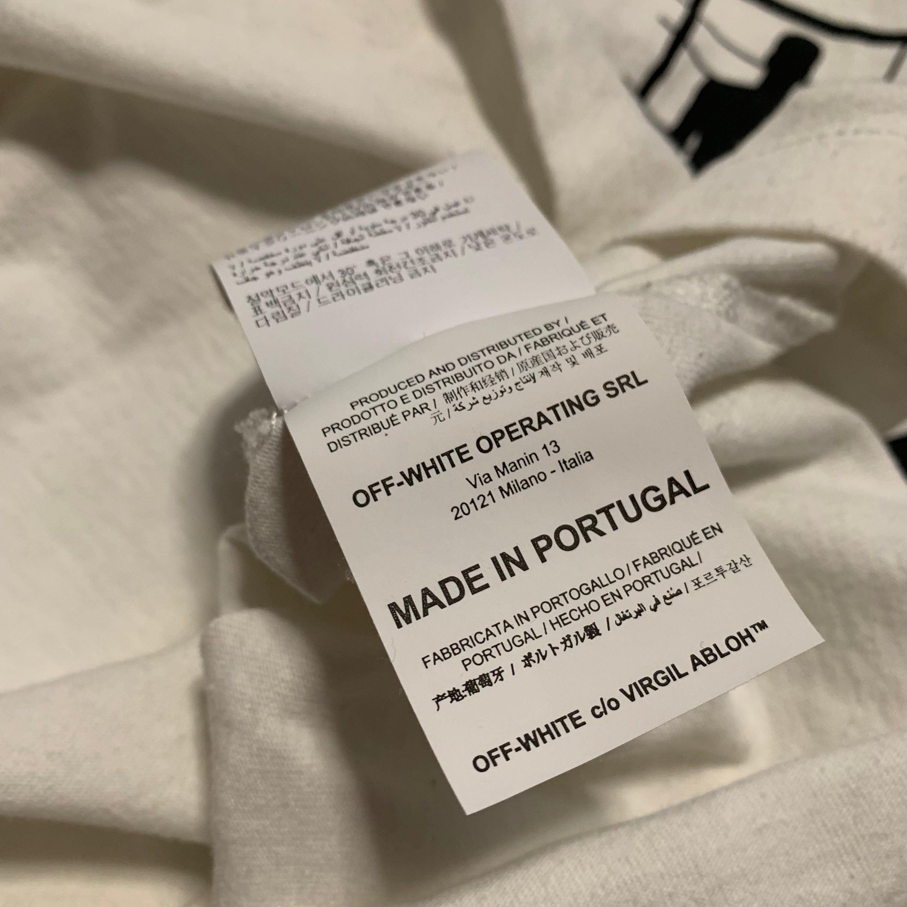Off White XS Half Arrows Man White Long Sleeve Tee Virgil Abloh (OMAB001S20185010)