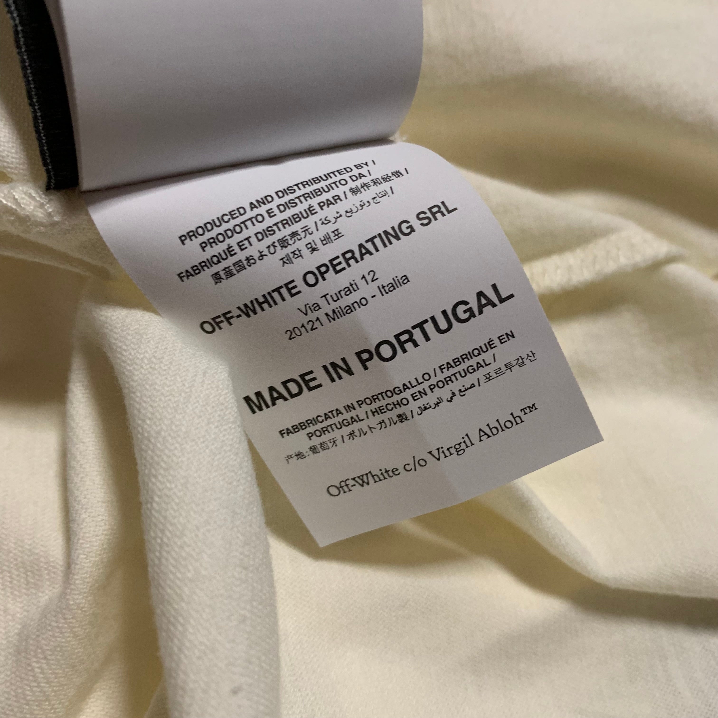 Off White Large Tape Cream White Tee Vigil Abloh