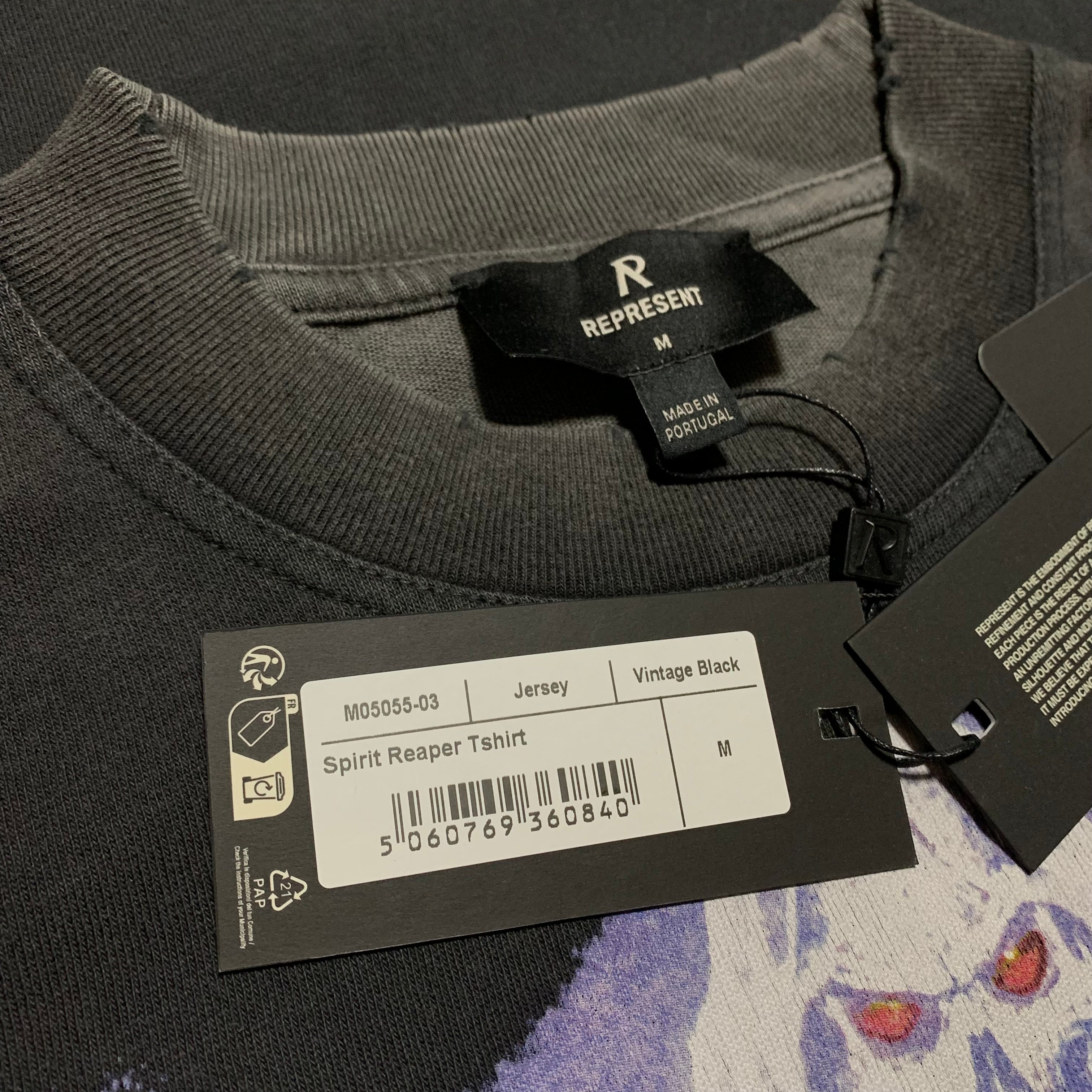 Represent Medium Reign In Pain Vintage Black Tee Spirit Reaper