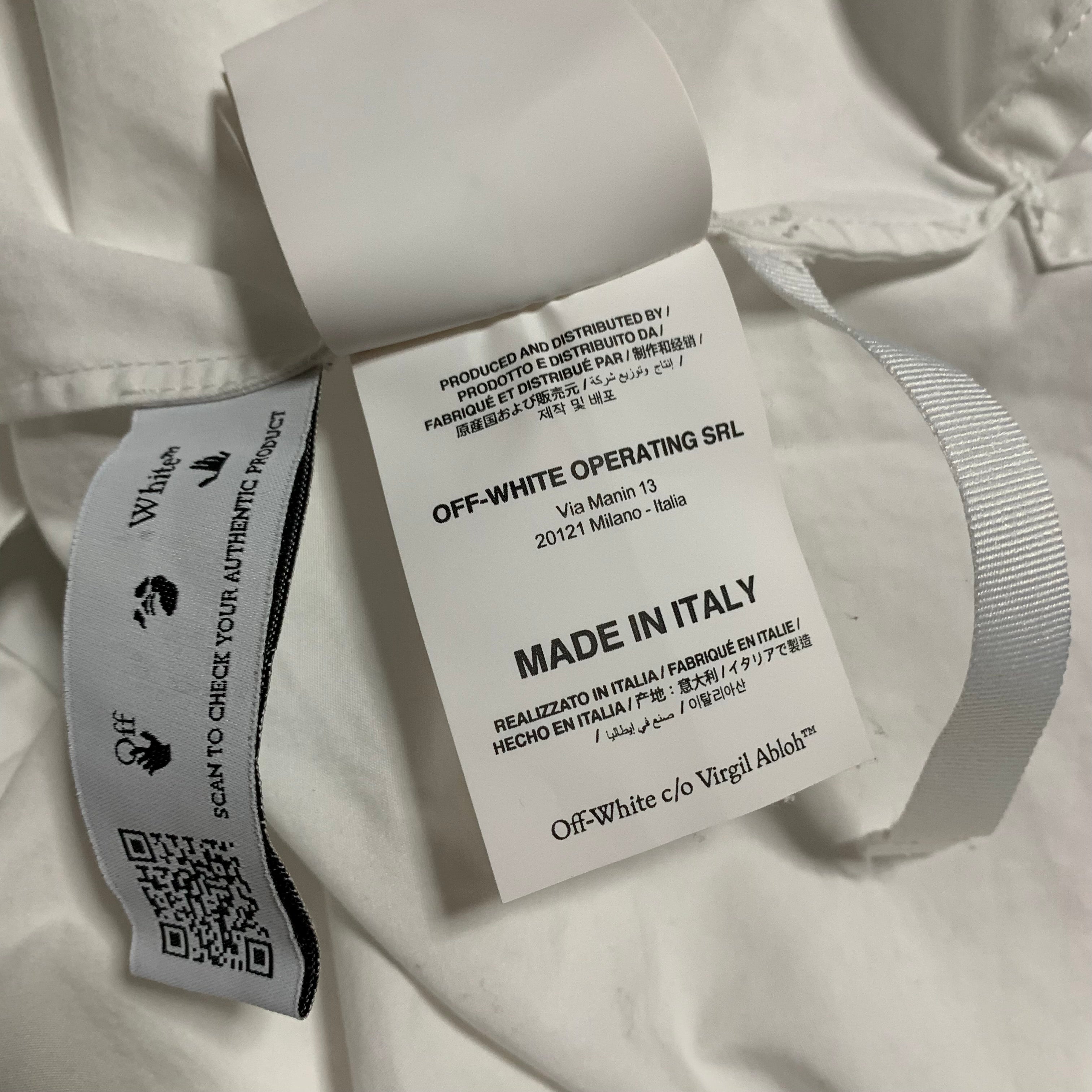 Off White Large Caravaggio Arrows Shirt White Button Short Sleeve Virgil Abloh