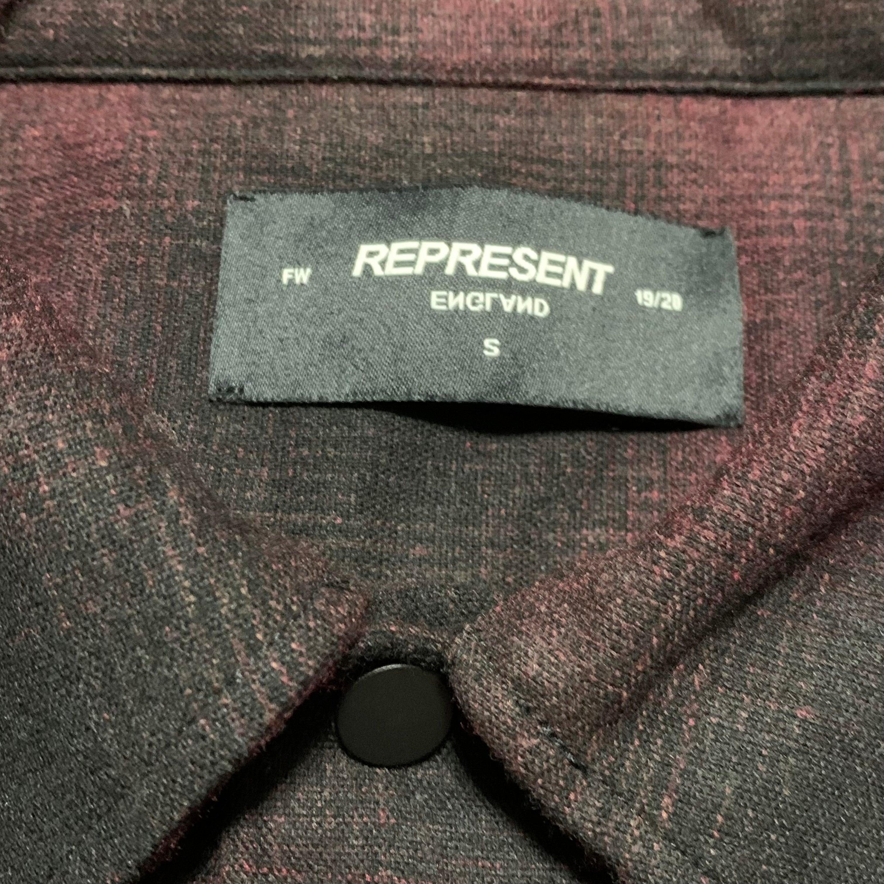 Represent Small Shirt Button Check Burgundy Shirt Top
