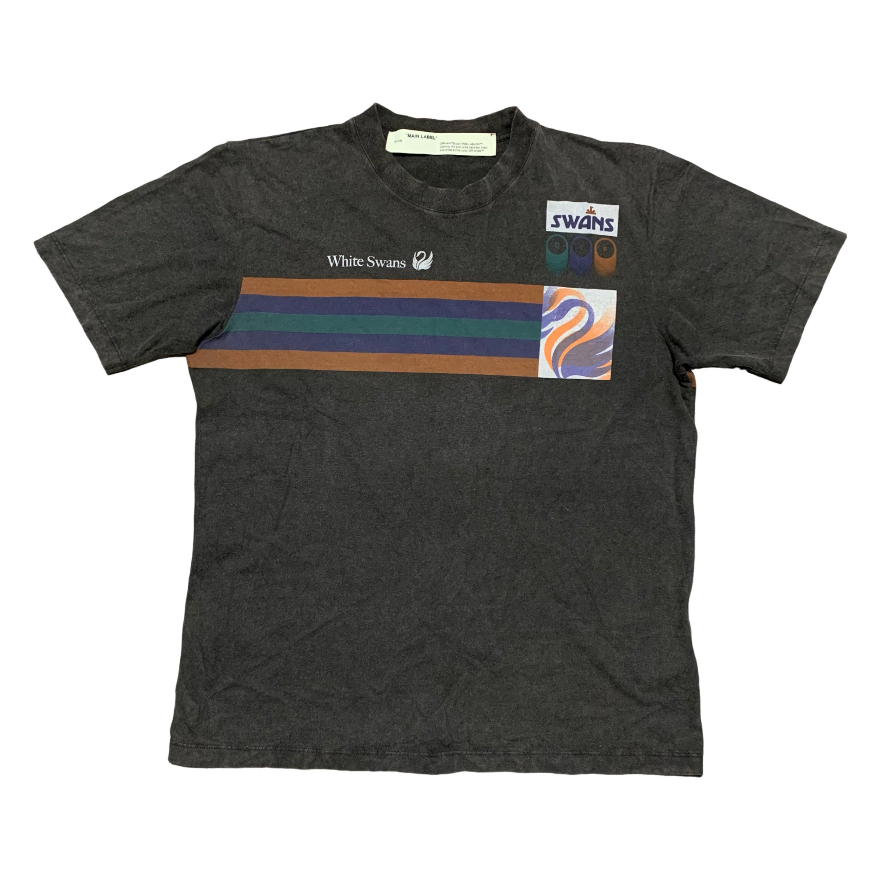 Off White Medium Olympic Ld99 Swans Washed Grey Tee Virgil Abloh