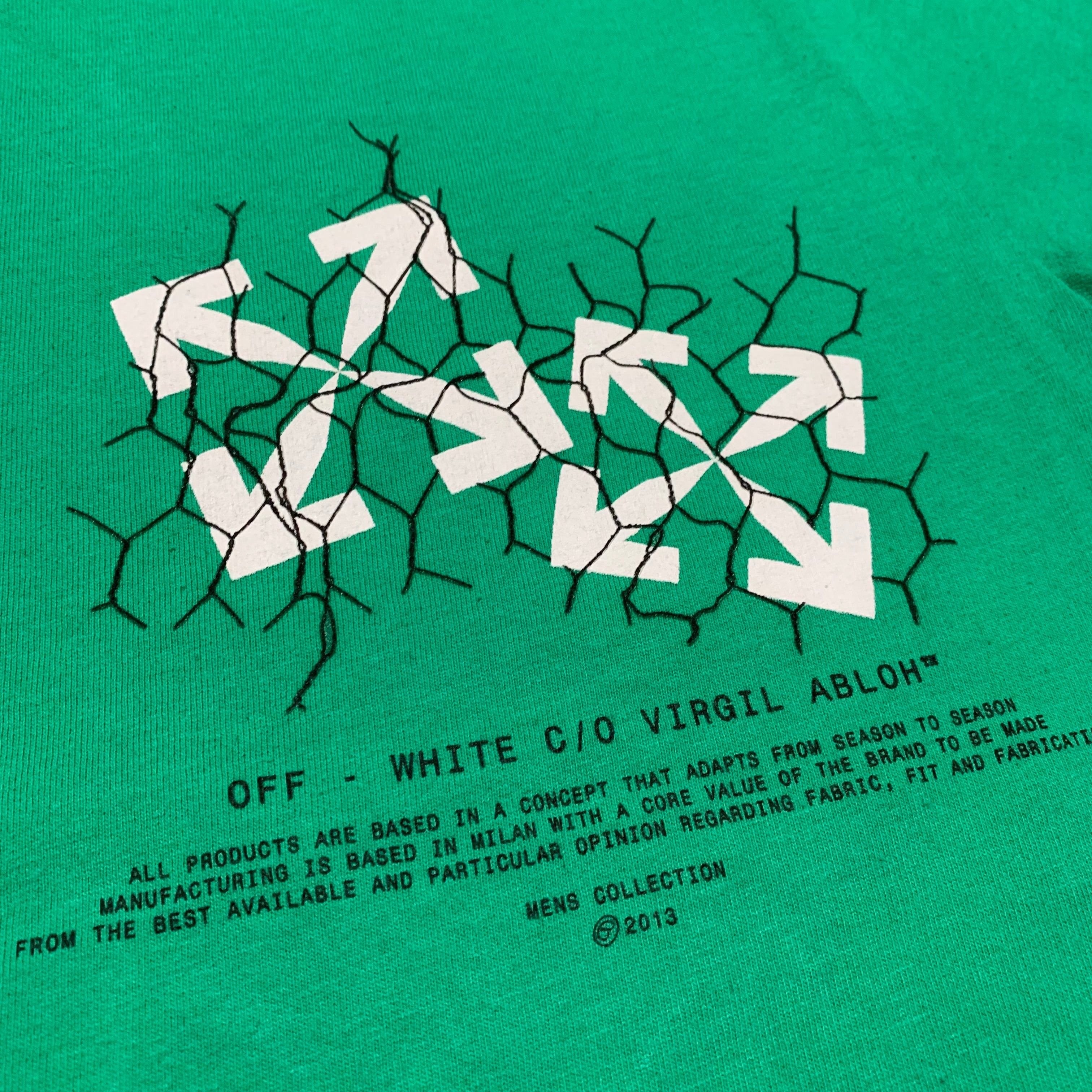 Off White Small Tee Fence Arrows Green T-Shirt Virgil Abloh