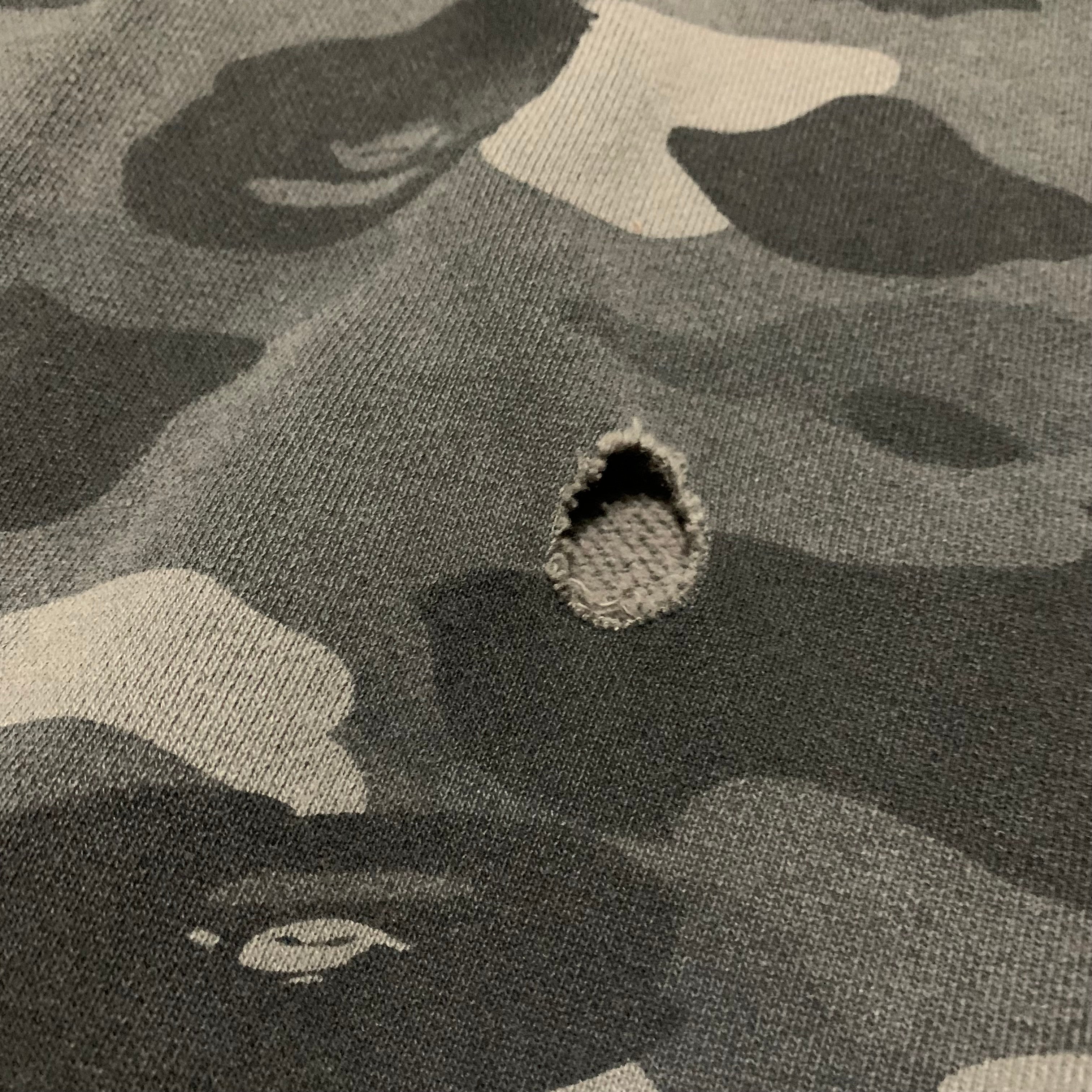 Bape Large Grey Camo Oversized Sweatshirt Crewneck Distressed A Bathing Ape