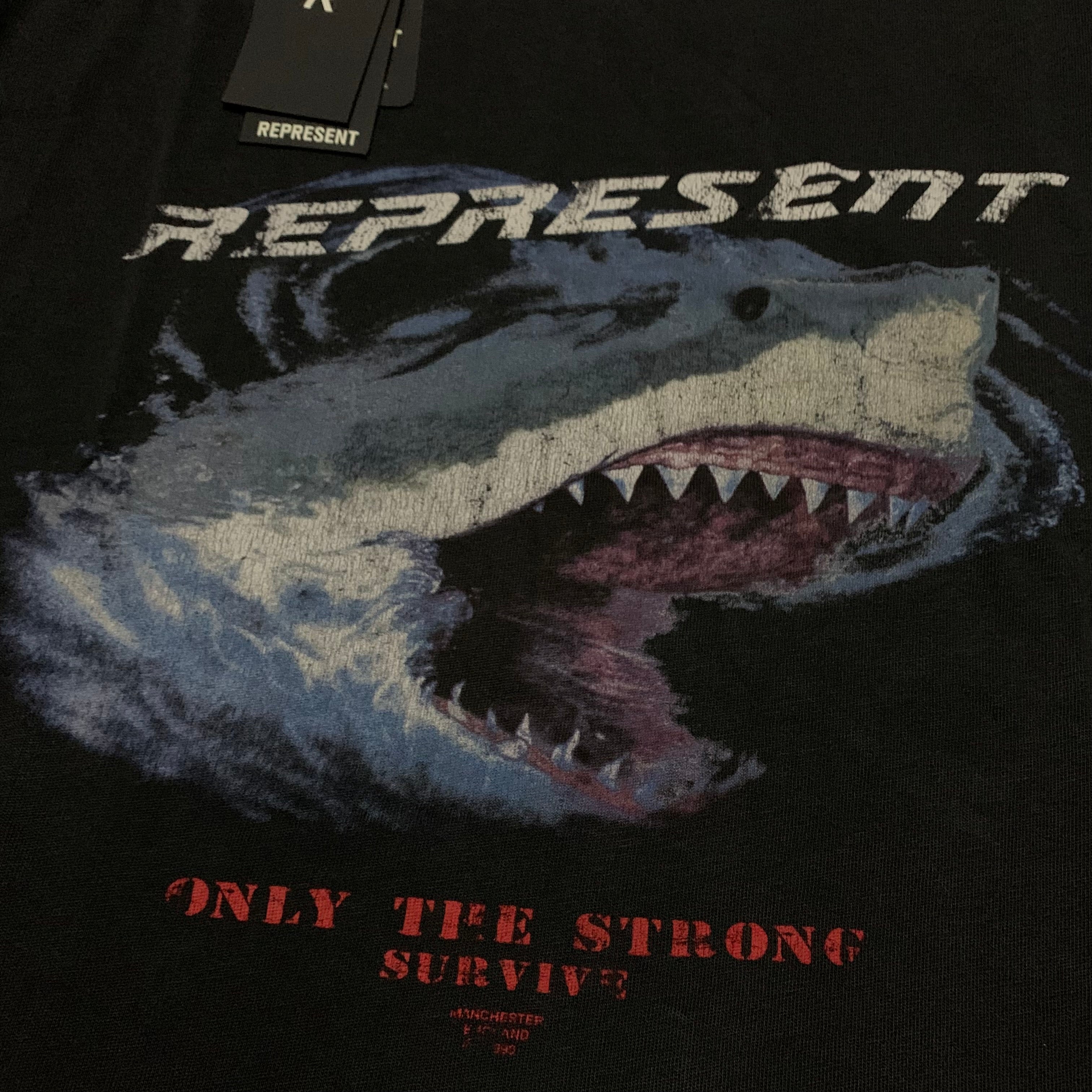 Represent XS Only The Strong Survive Vintage Black Tee Shark