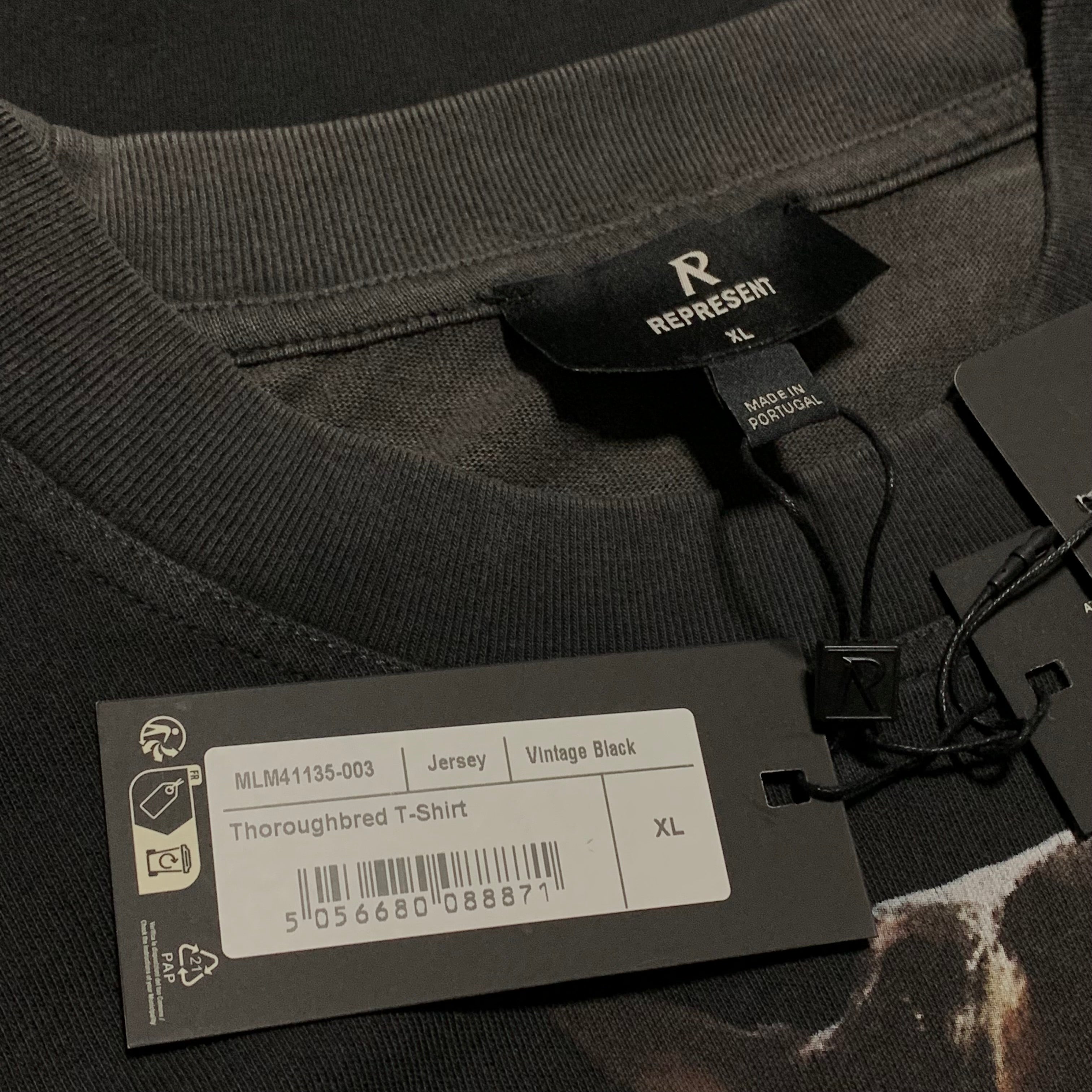 Represent XL Thoroughbred Dog Vintage Black Tee