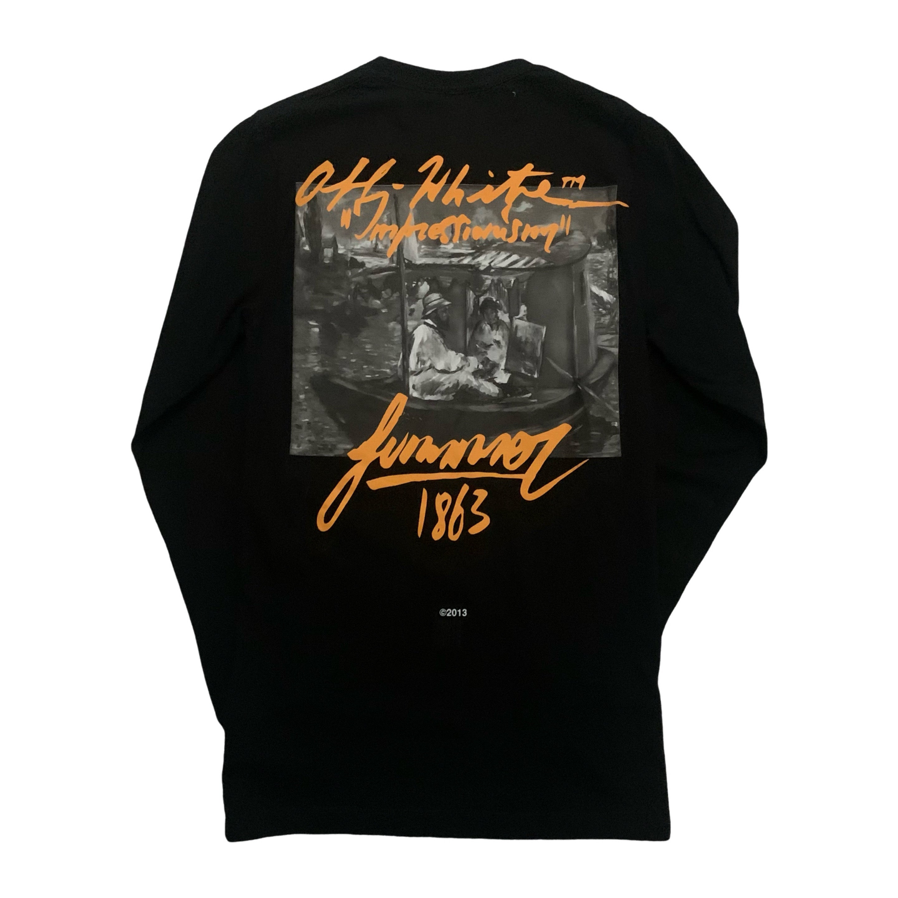 Off White XS Summer 1863 Impressionism Black Long Sleeve Tee (OMAA027R19185009)