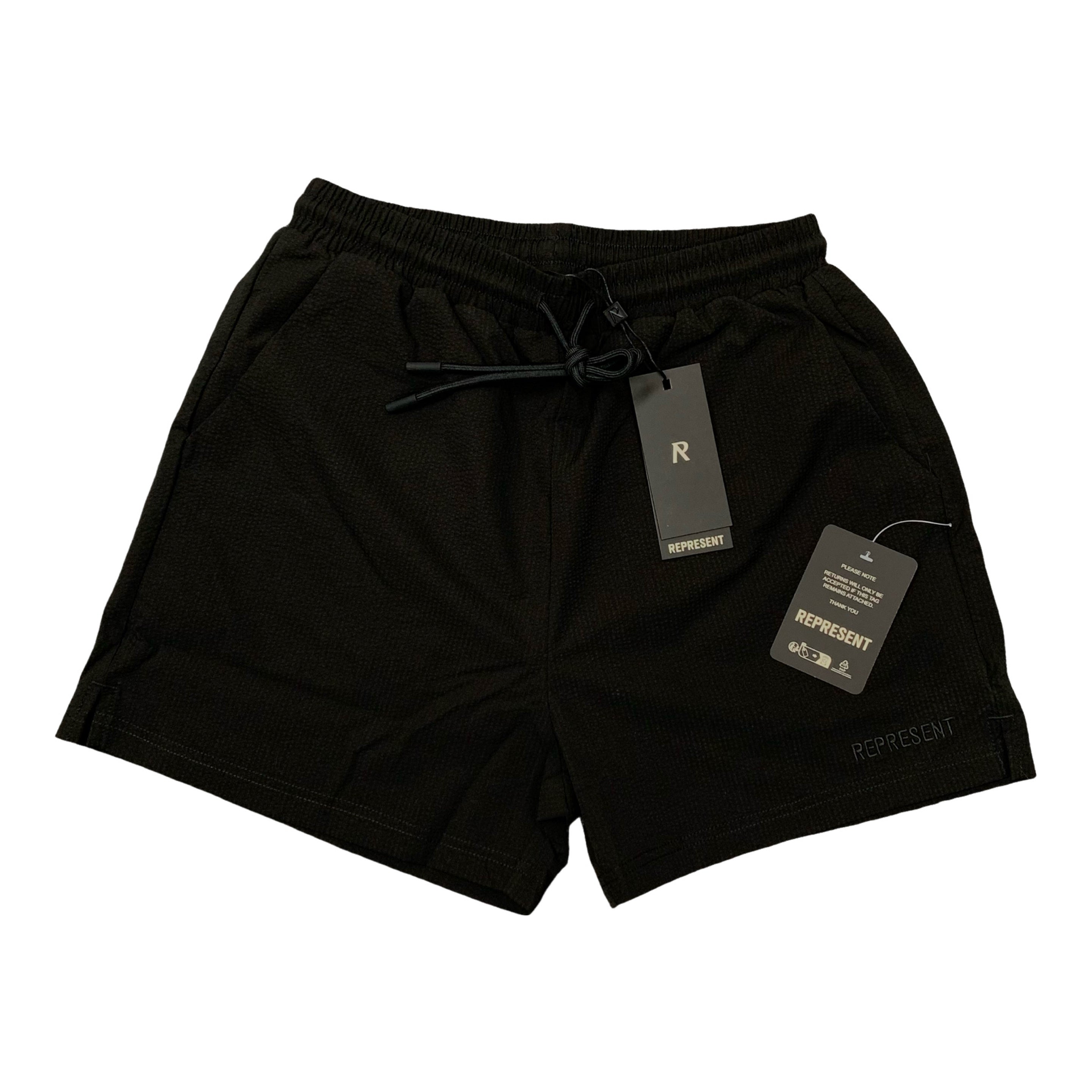 Represent XS Swim Shorts Seersucker Smart Black Swim Shorts
