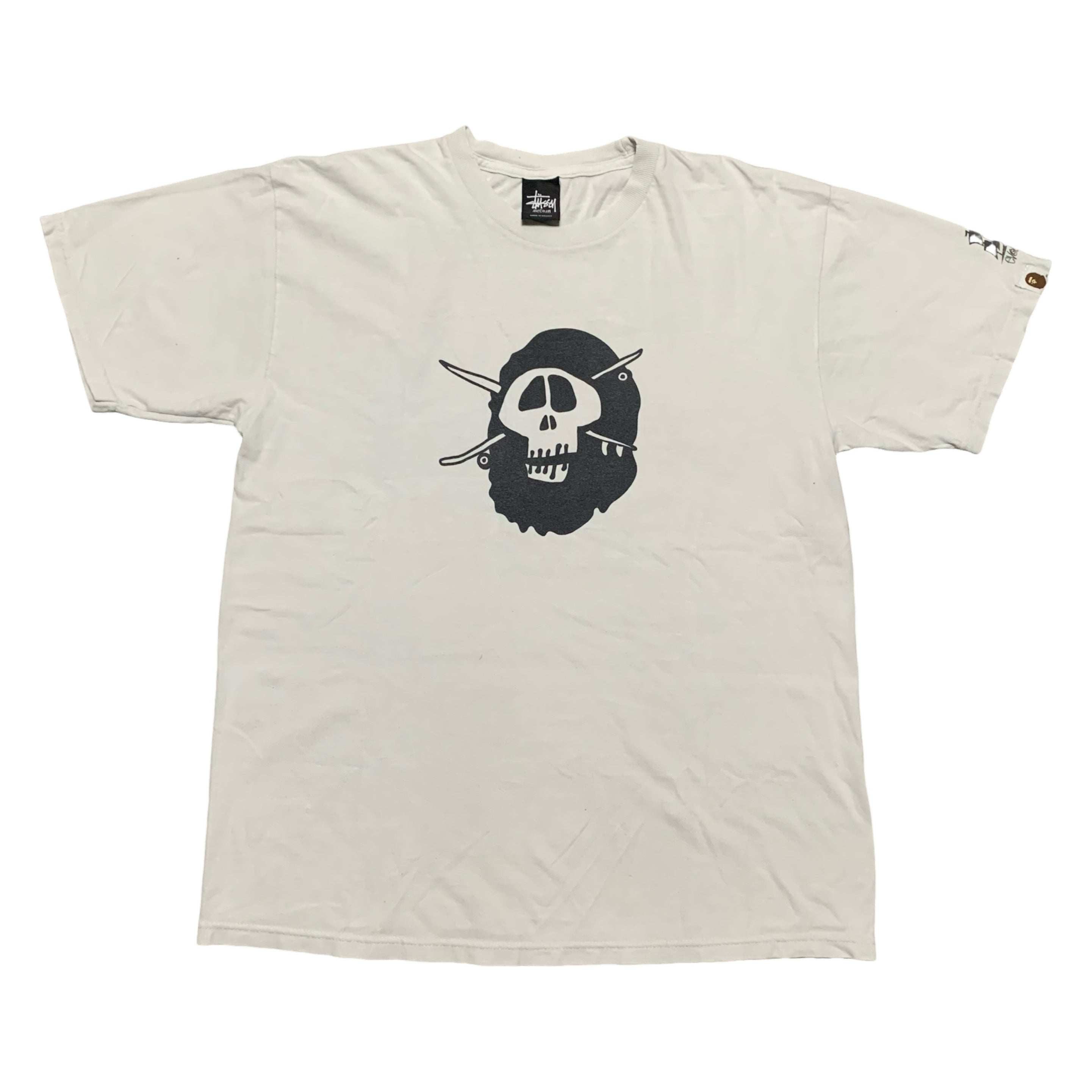 Stussy Bape Medium Survival Of The Fittest White Tee A Bathing Ape