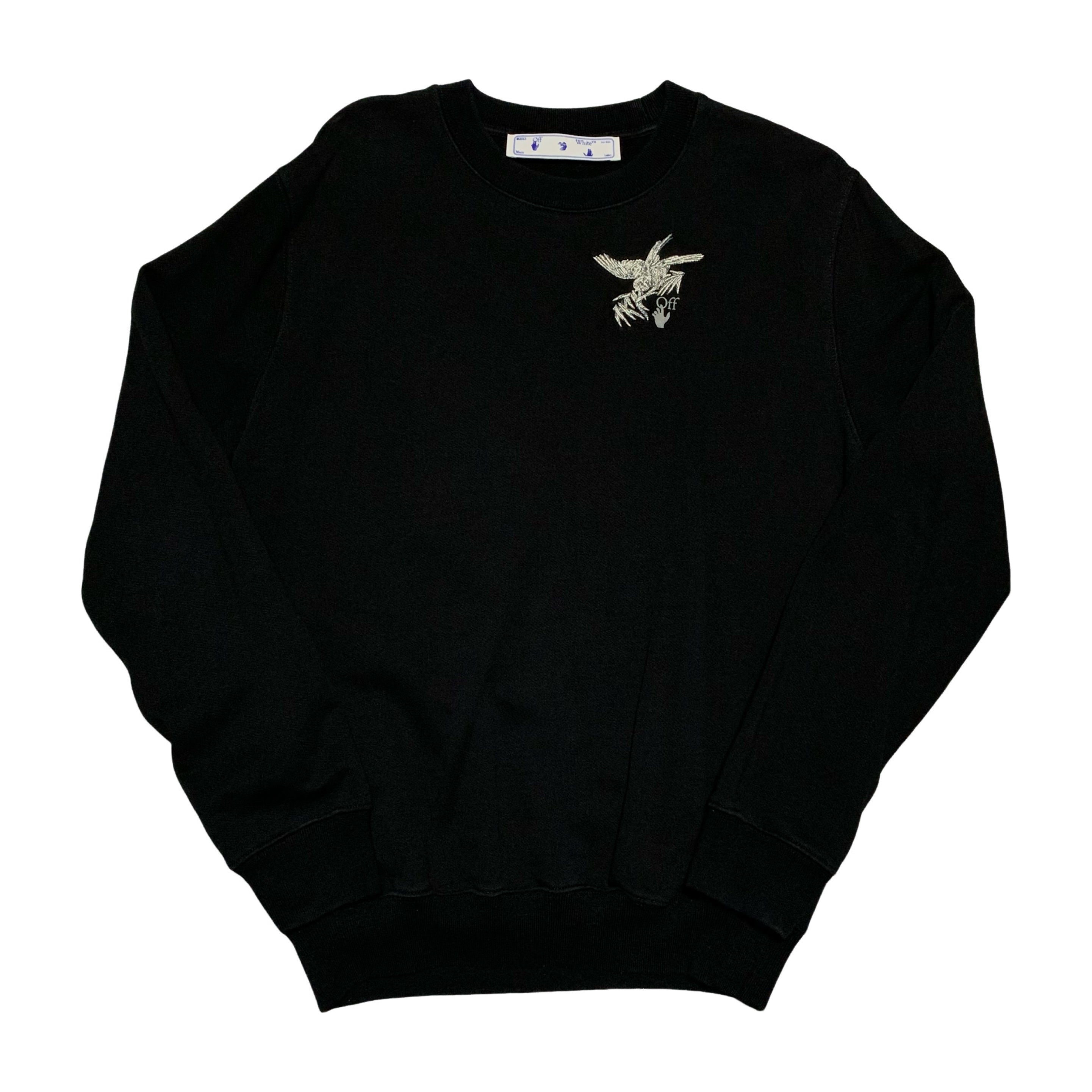 Off White XS Arrows Black Birds Black Sweatshirt Crewneck Virgil Abloh