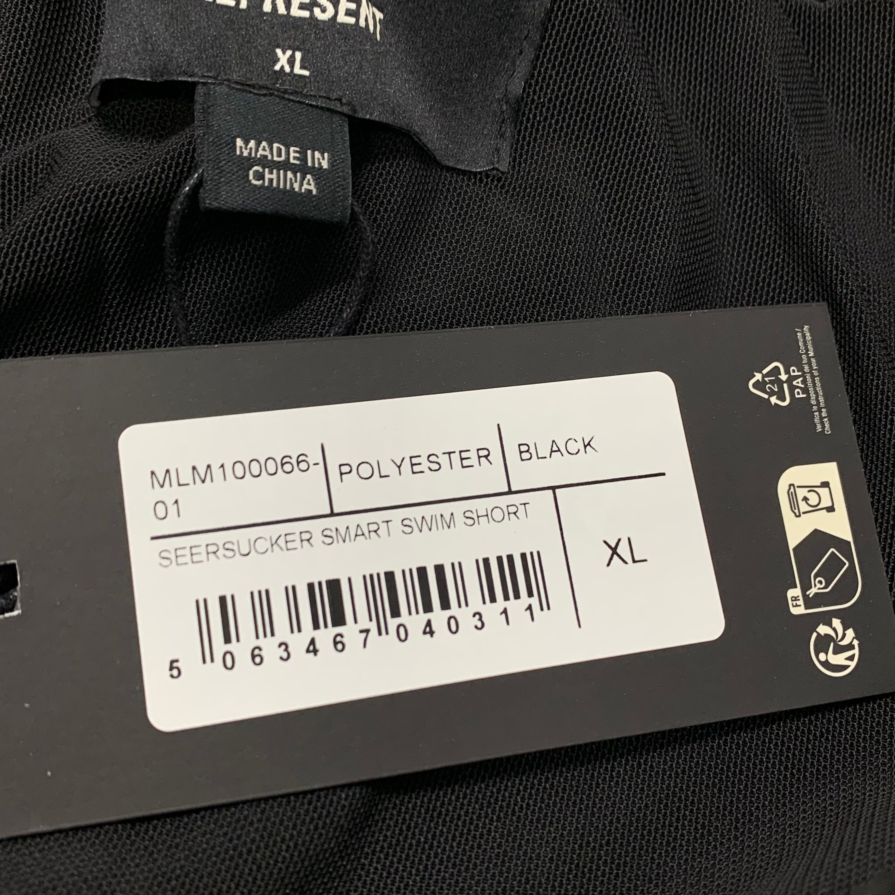 Represent XL Swim Shorts Seersucker Shark Black Swim Shorts