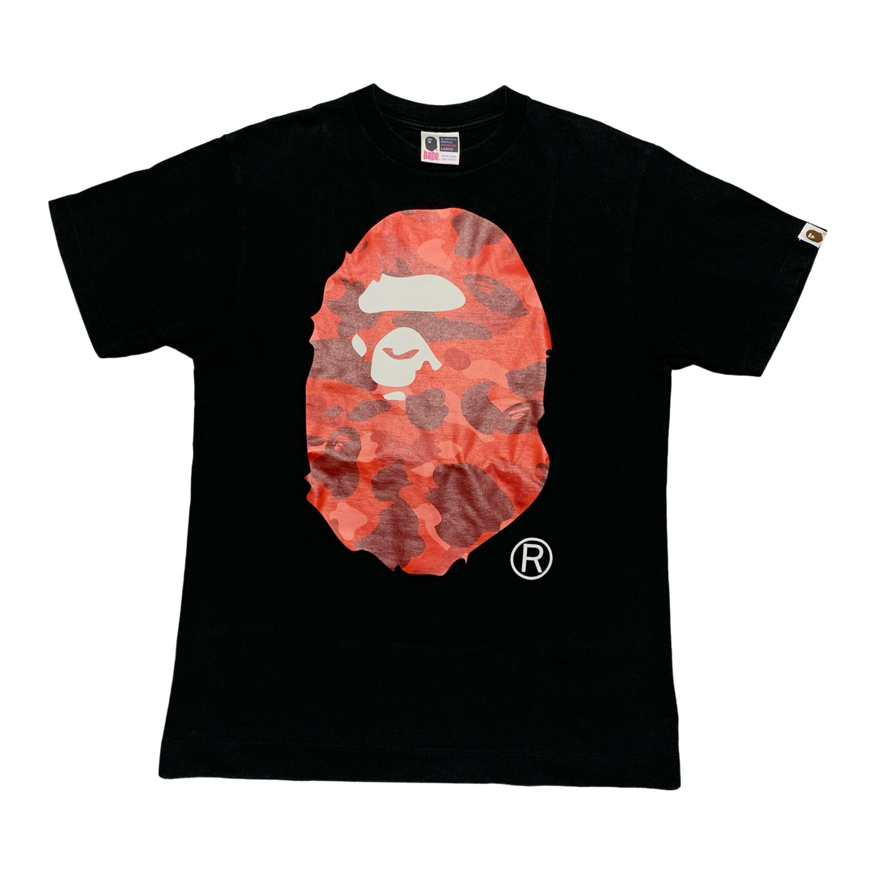Bape Medium Big Ape Head Red Camo Black Tee A Bathing Ape Vintage