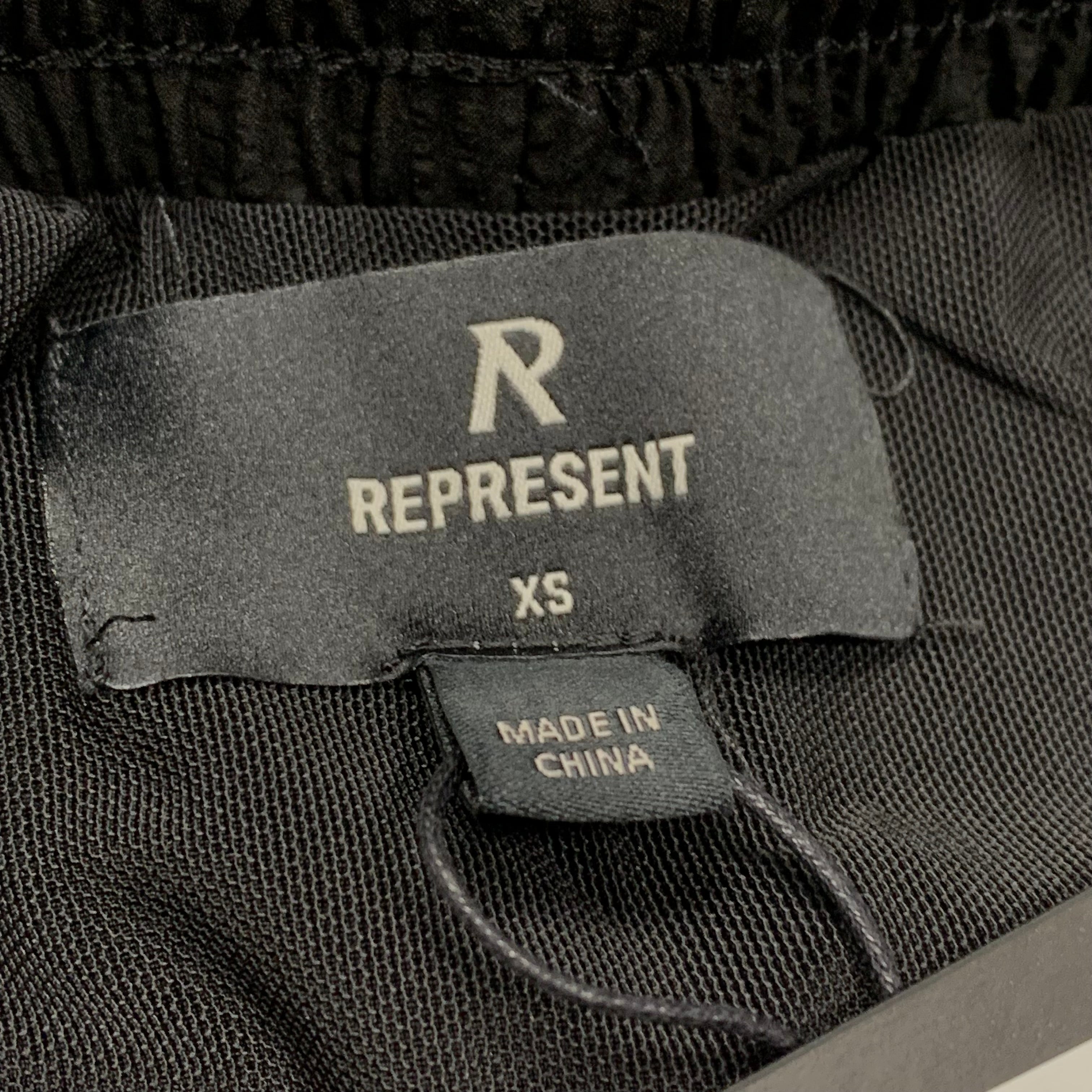 Represent XS Swim Shorts Seersucker Smart Black Swim Shorts