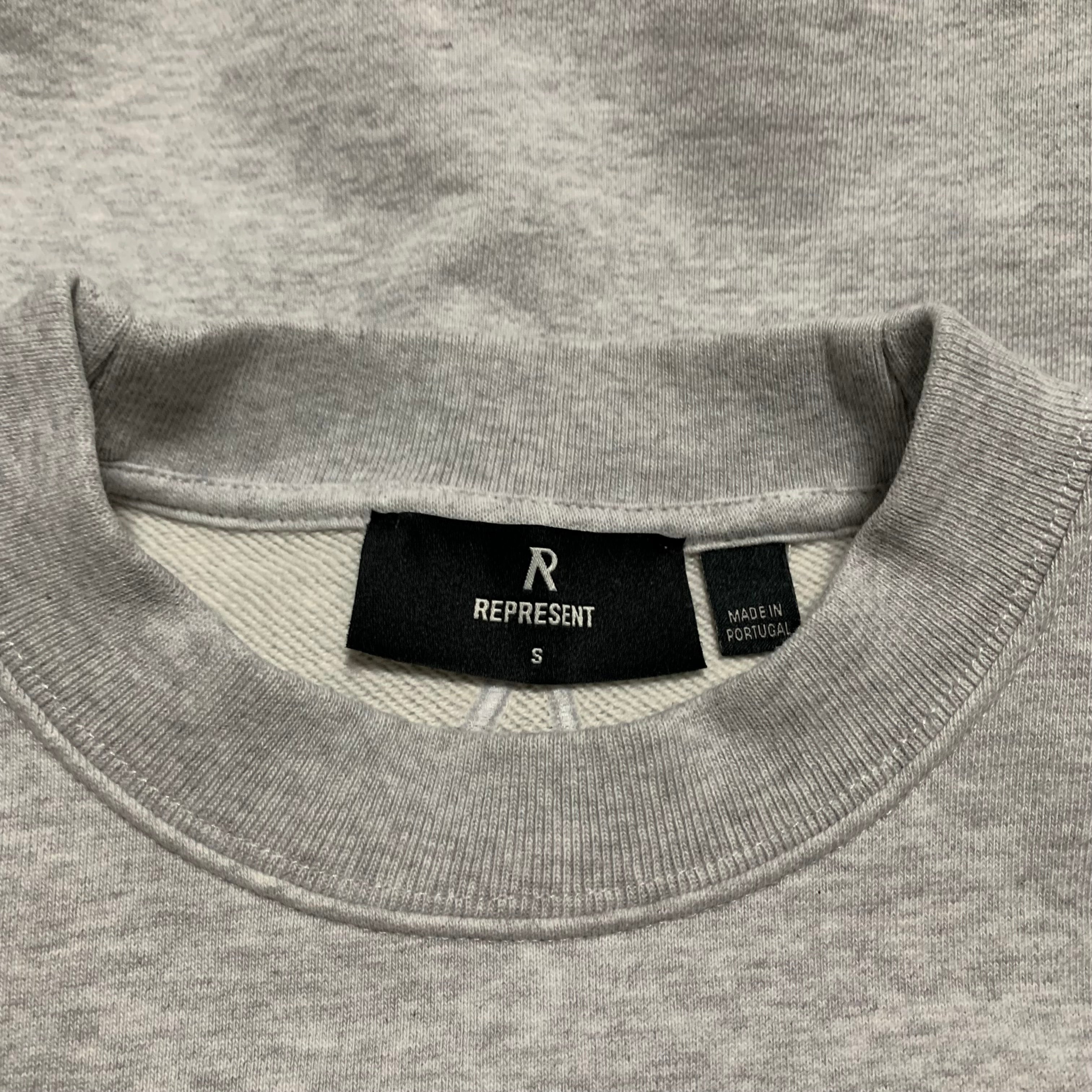 Represent Small Initial Ice Grey Marl Oversized Sweater Sweatshirt Crewneck