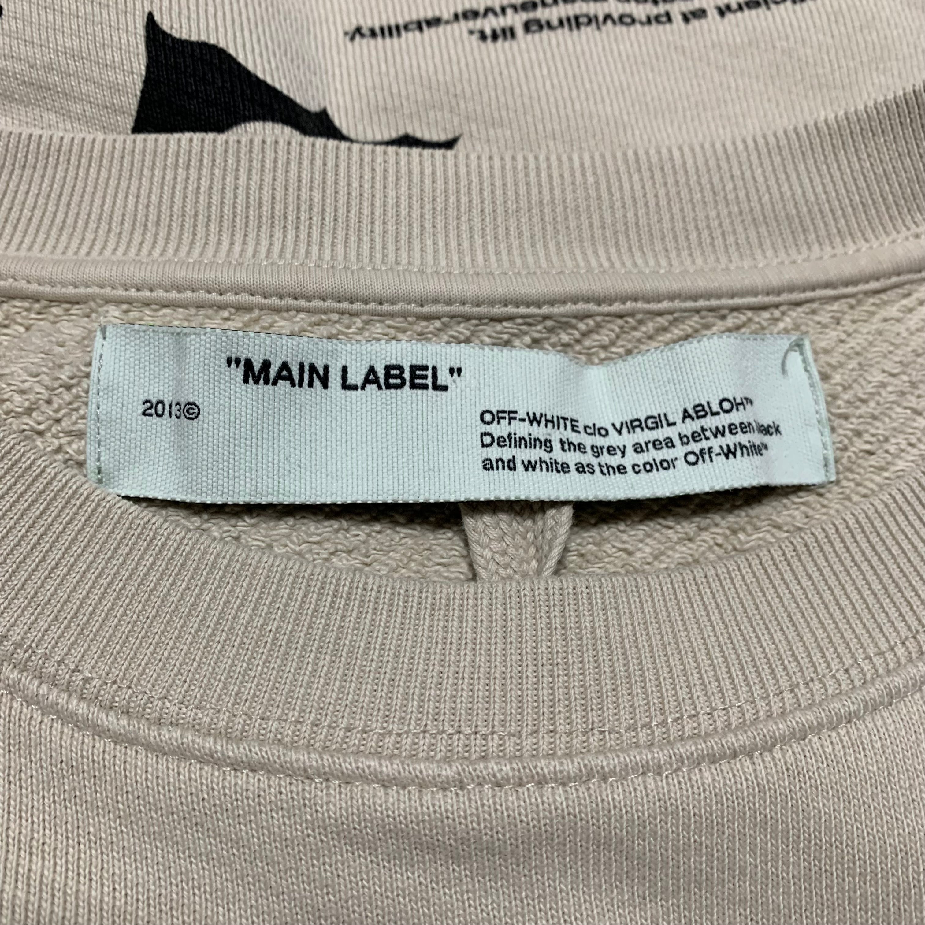 Off White Medium Bats Print Beige White Crewneck Sweatshirt Virgil Abloh