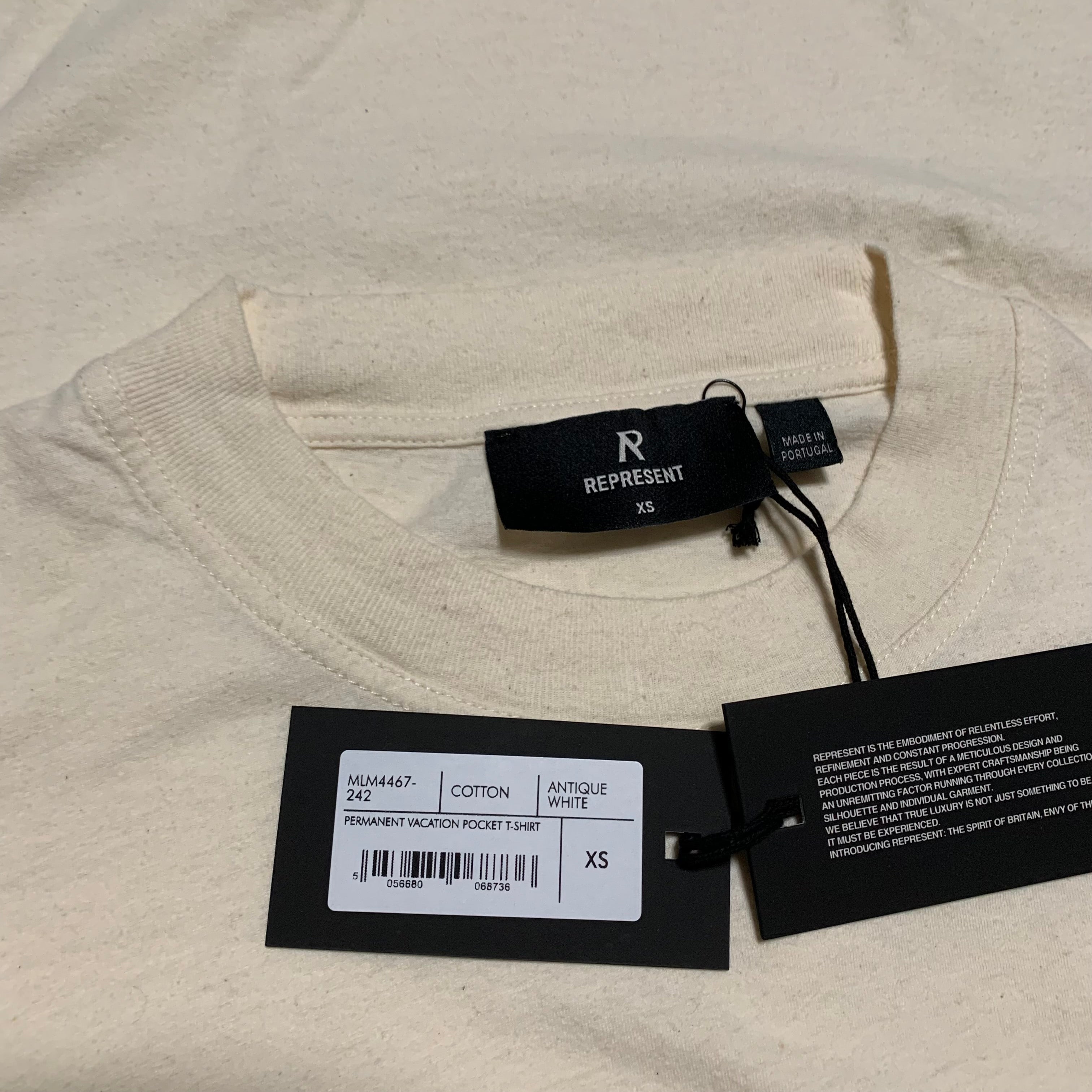 Represent XS Permanent Vaction Pocket Tee Antique White Tee
