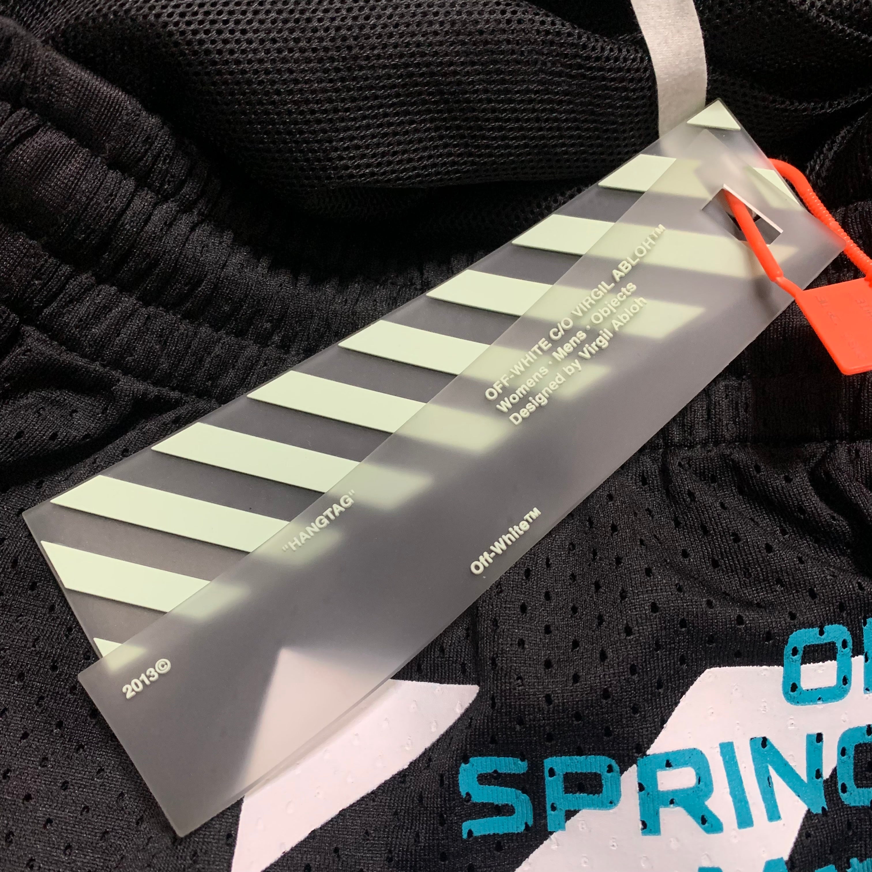 Off White Small Shorts Wavy Line Mesh Black Shorts Bottoms Virgil Abloh