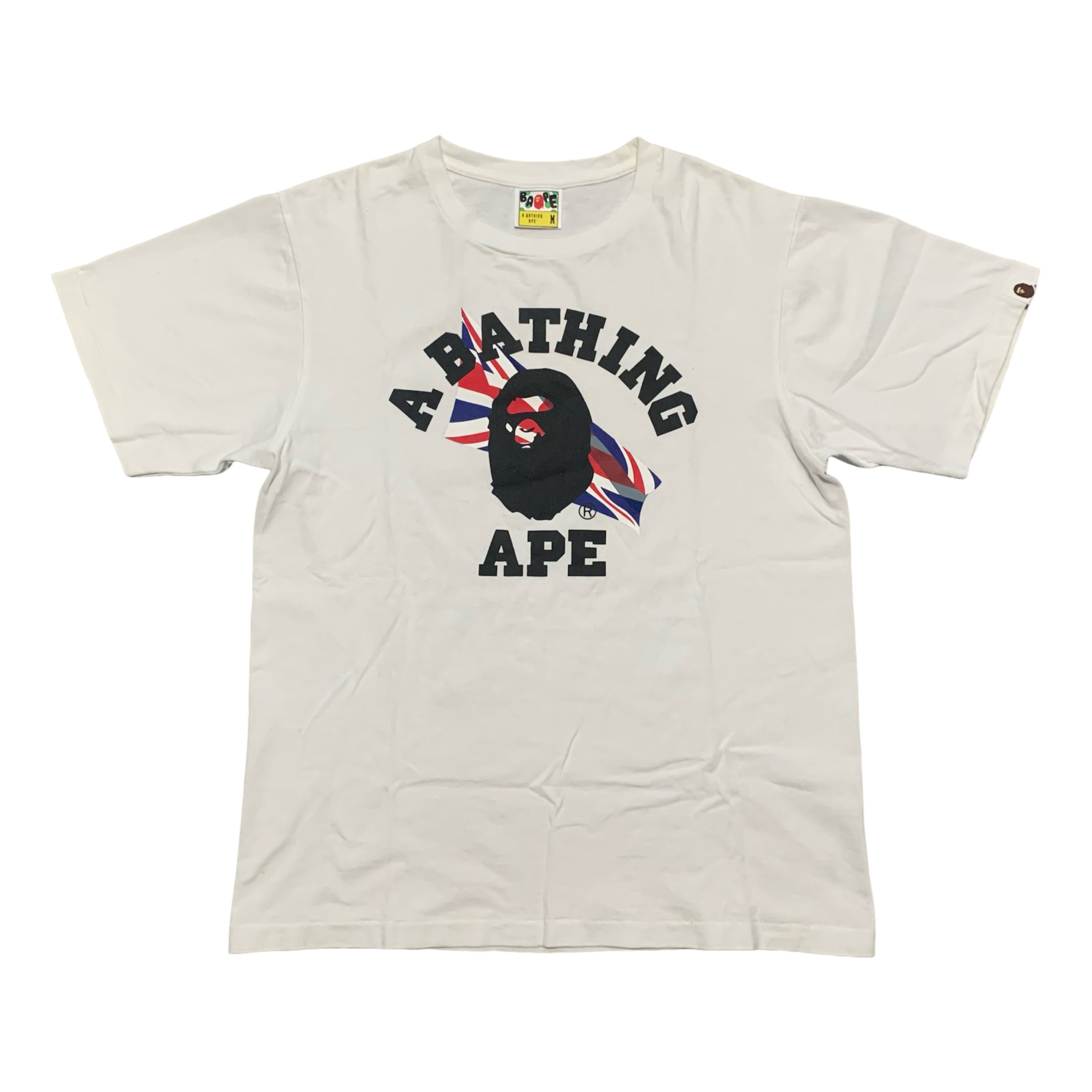 Bape Medium College London Union Jack Flag White Tee A Bathing Ape