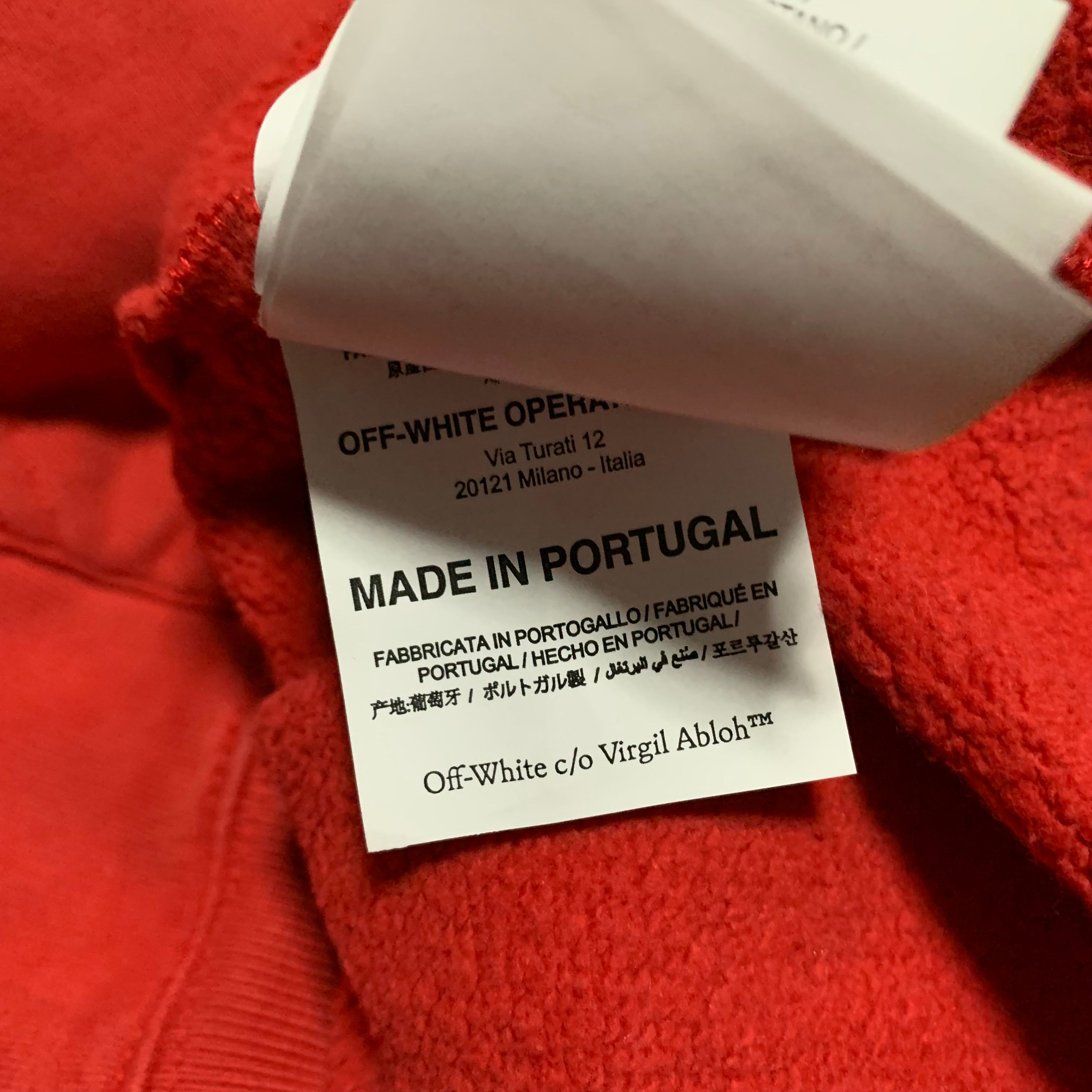 Off White Small Airport Arrows Red Hoodie Virgil Abloh