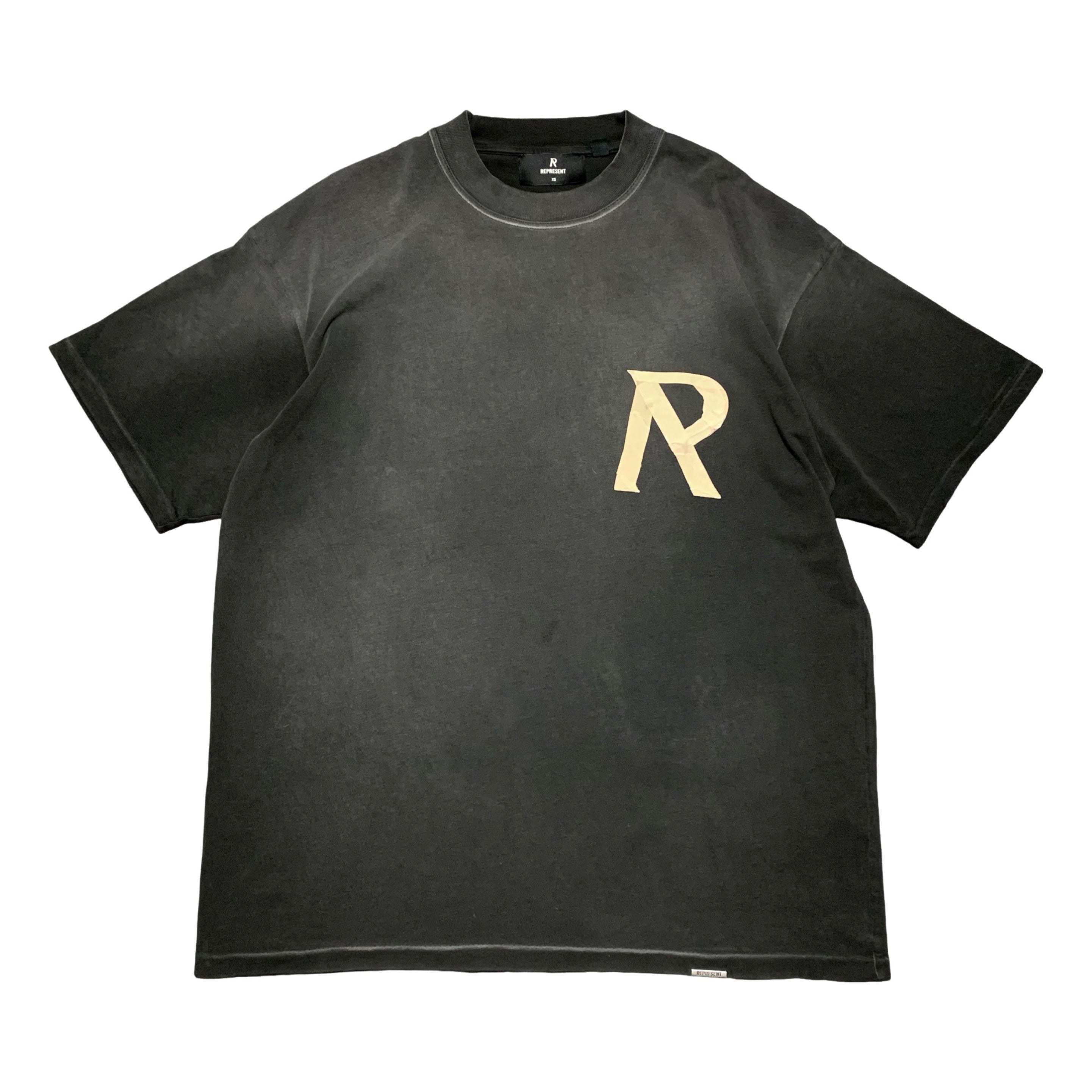 Represent XS Masking Tape Stained Black Tee