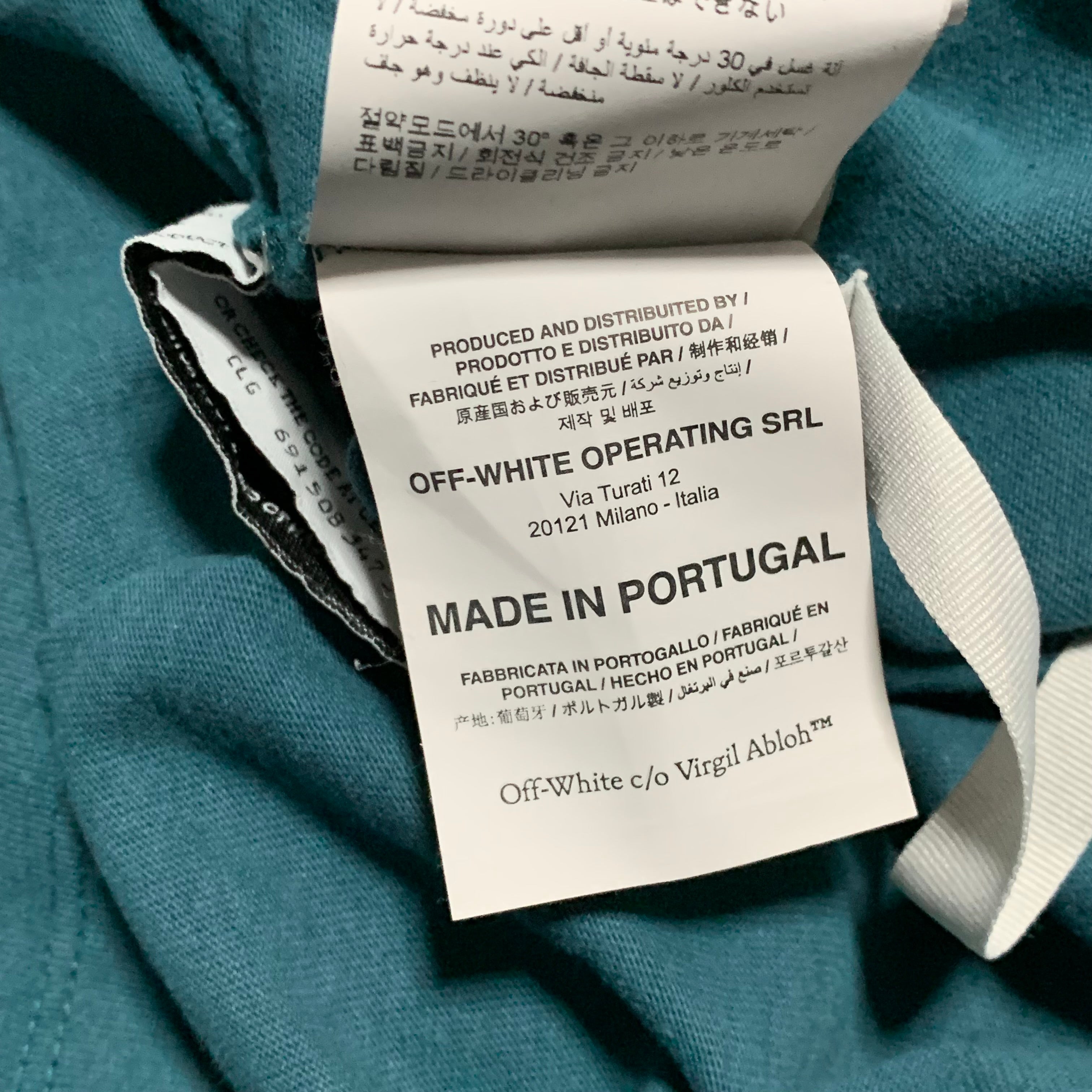 Off White Small Diag Pocket Tee Jade Green Blue Virgil Abloh