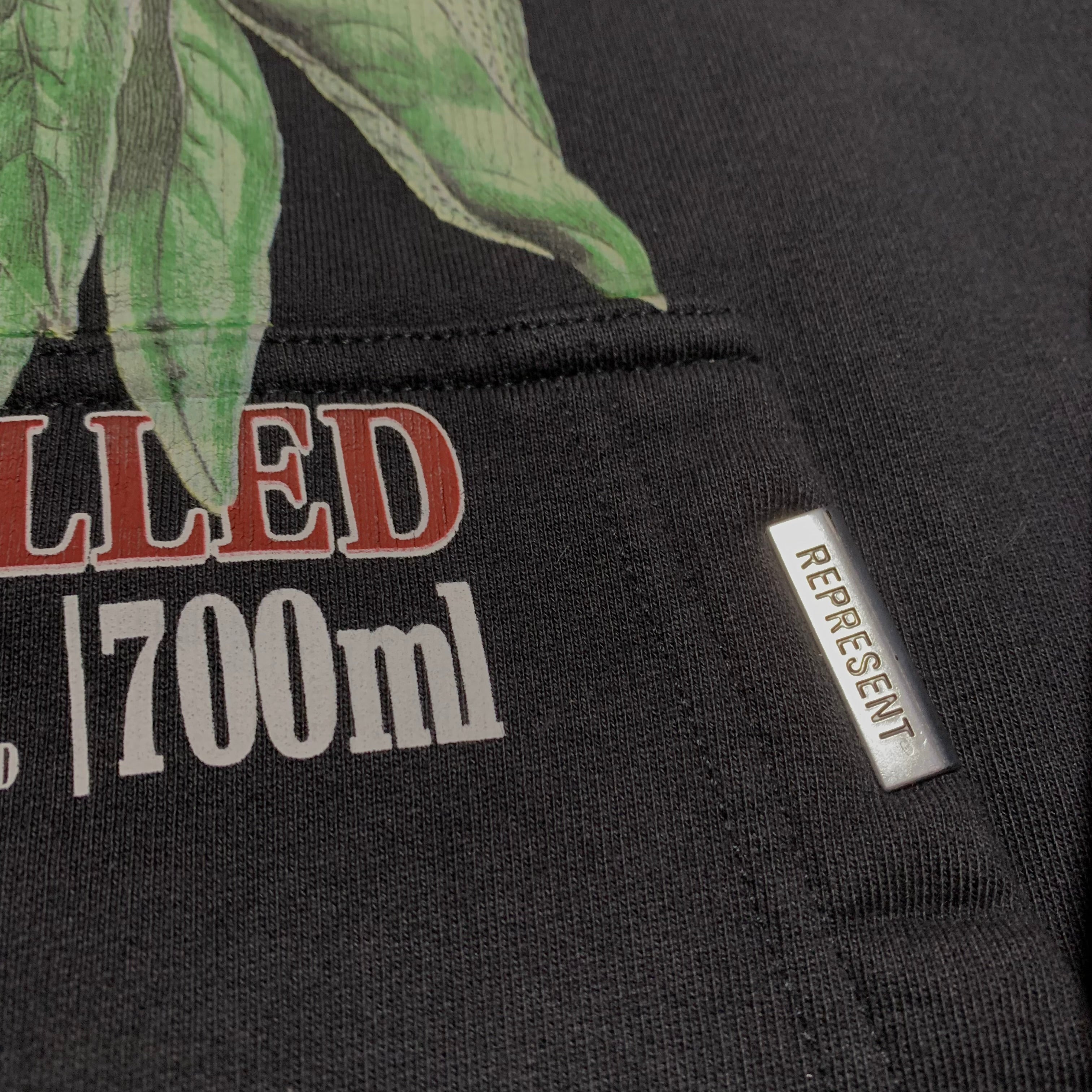Represent Small Double Distilled Jet Black Hoodie