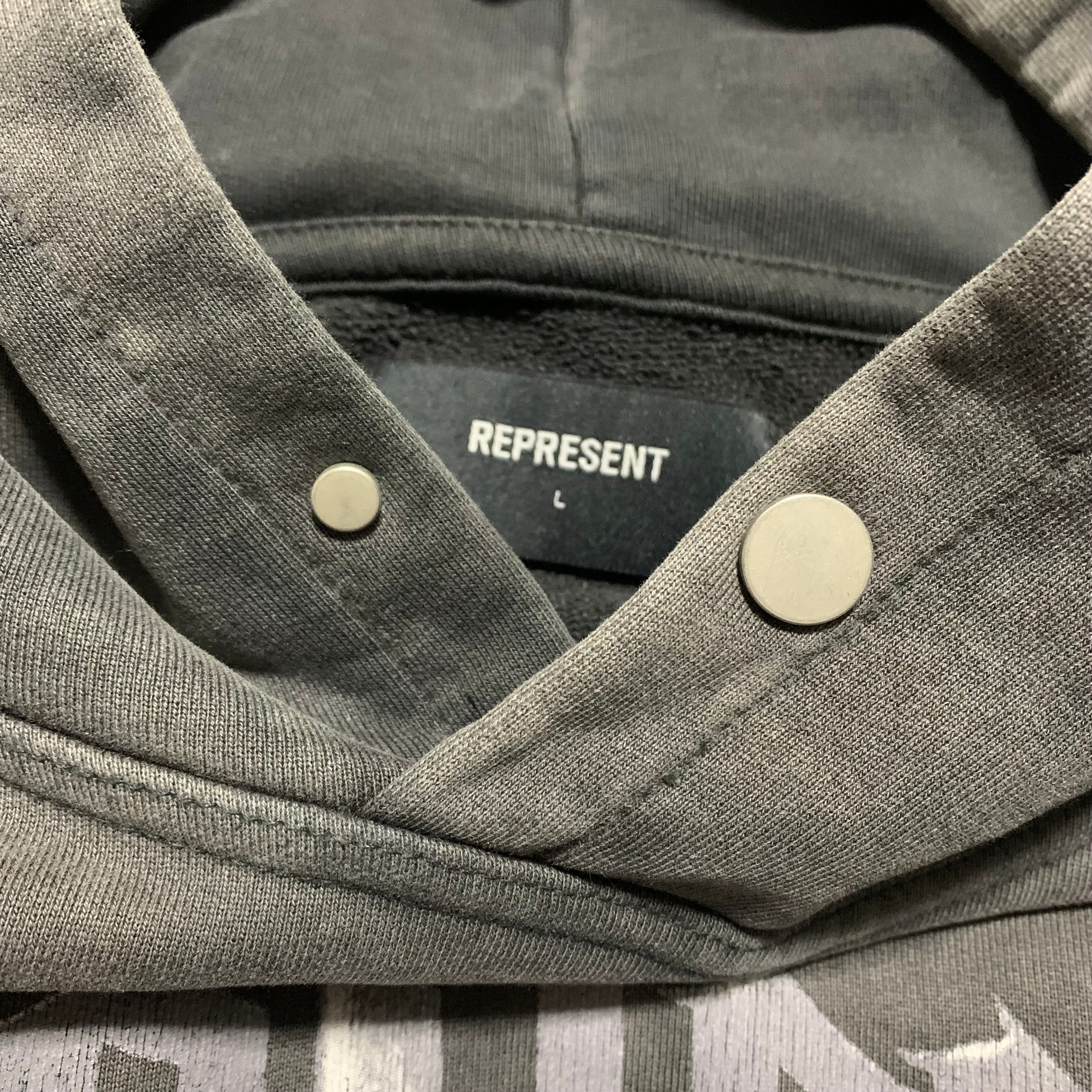 Represent Large As Good As Dead Vintage Grey Hoodie Snake Graphic