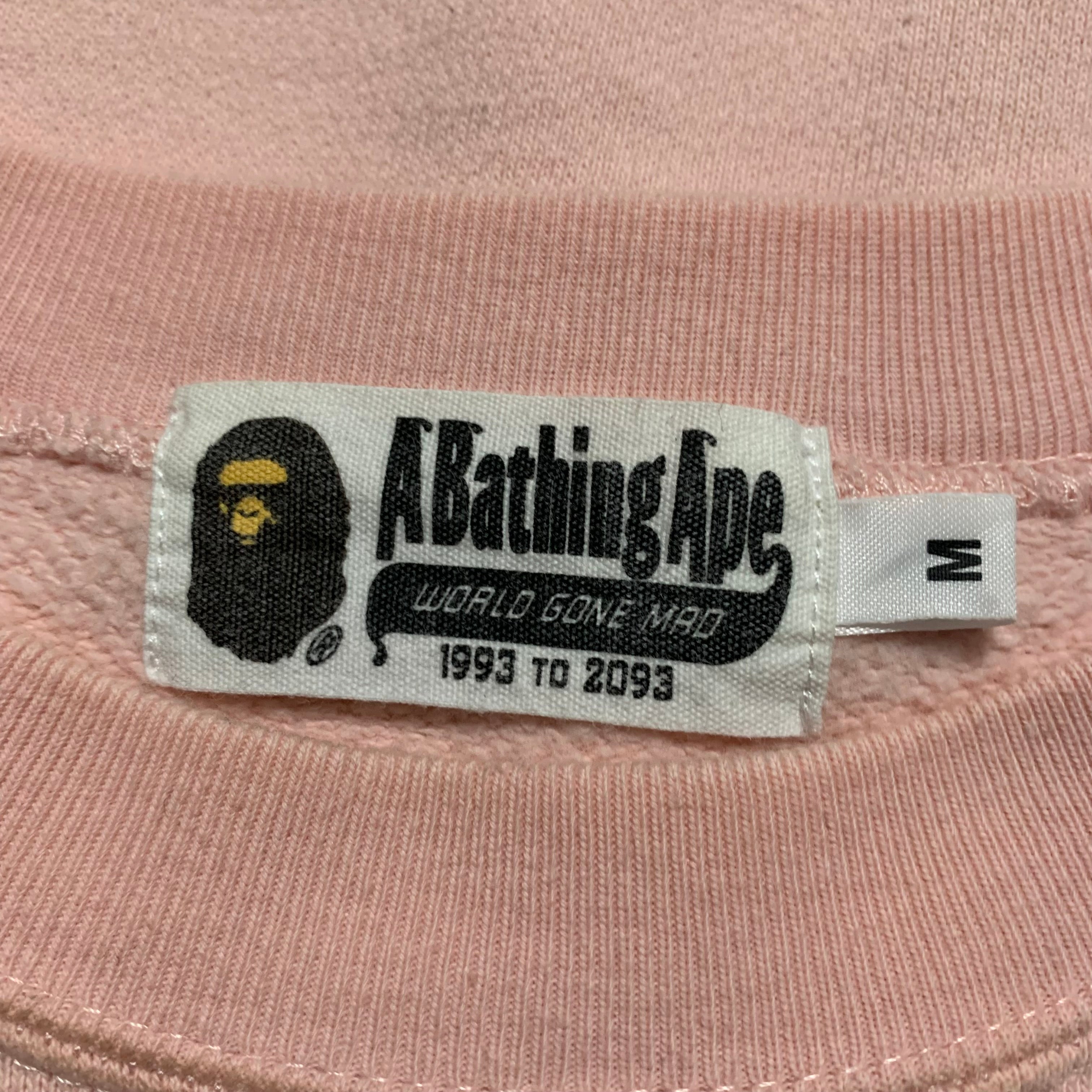 Bape Medium Pink Sweatshirt Crewneck 'World Gone Mad' A Bathing Ape