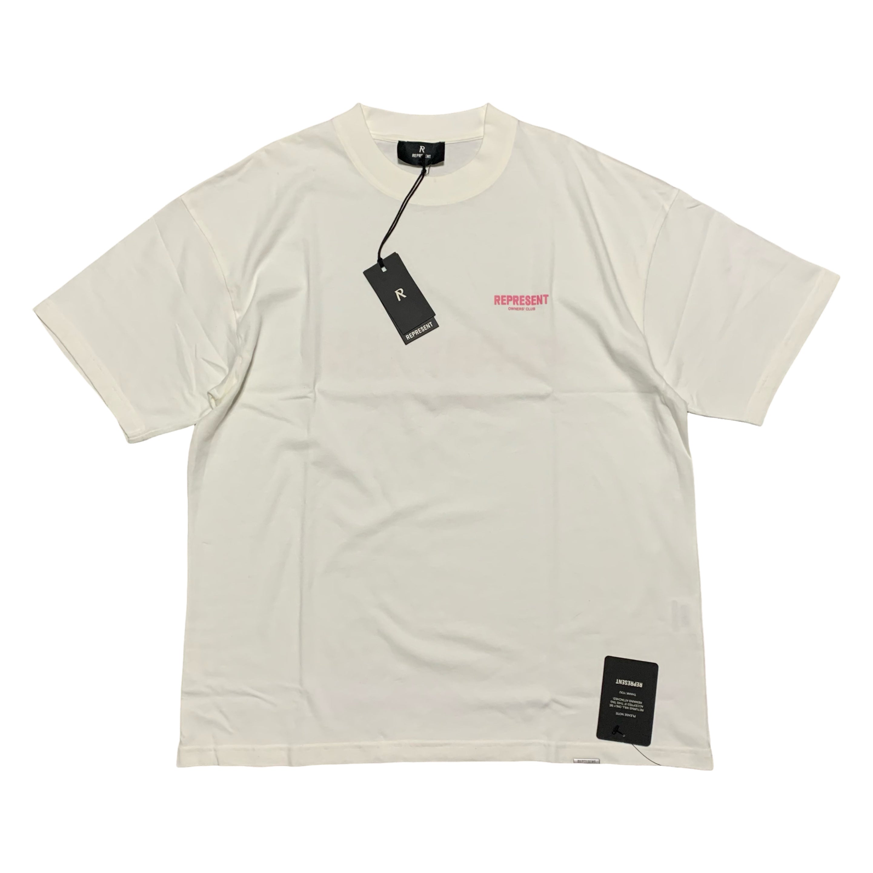 Represent Medium Owners Club Pink Flat White Tee