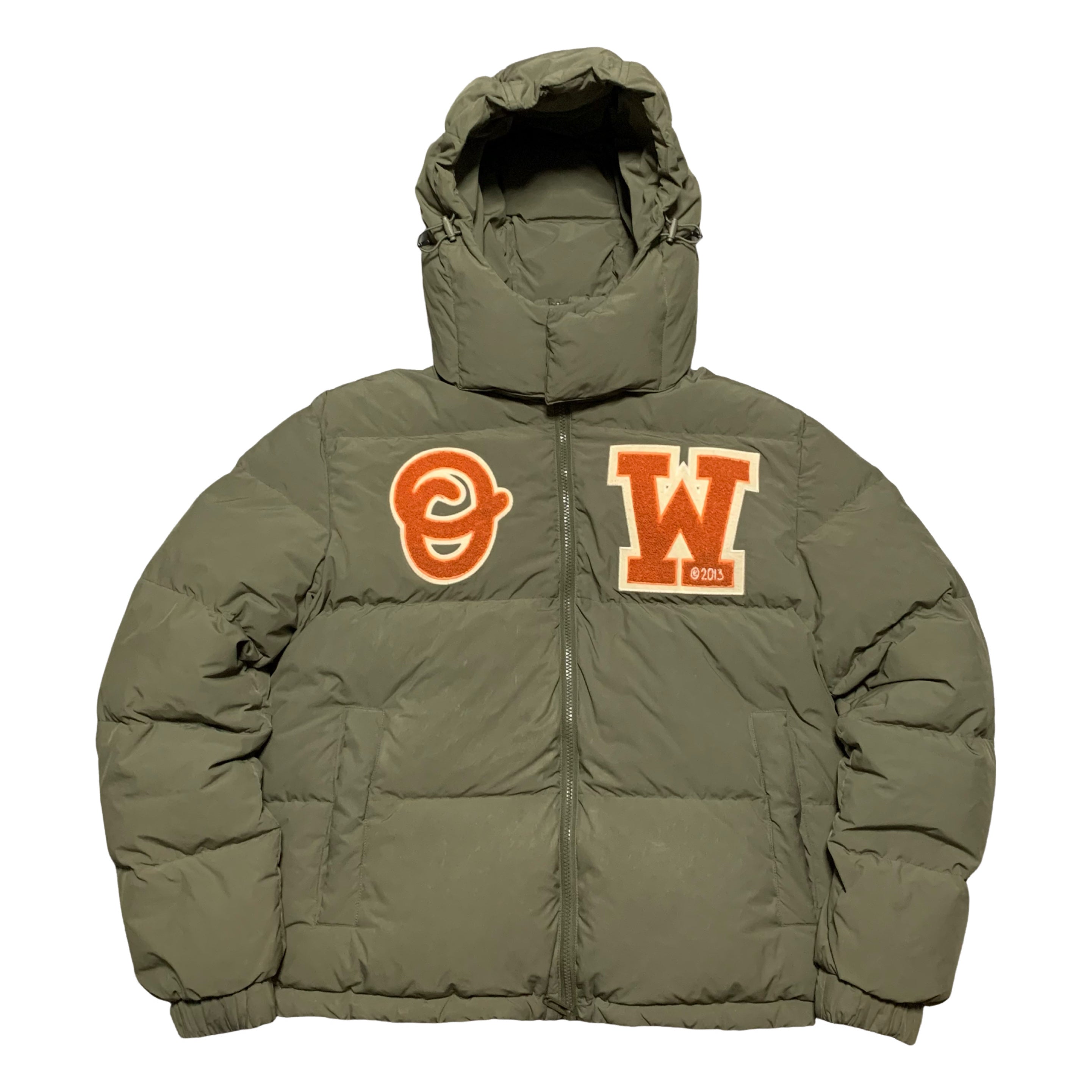 Off White Medium Puffer Logo Patch Army Green Jacket Virgil Abloh 2022