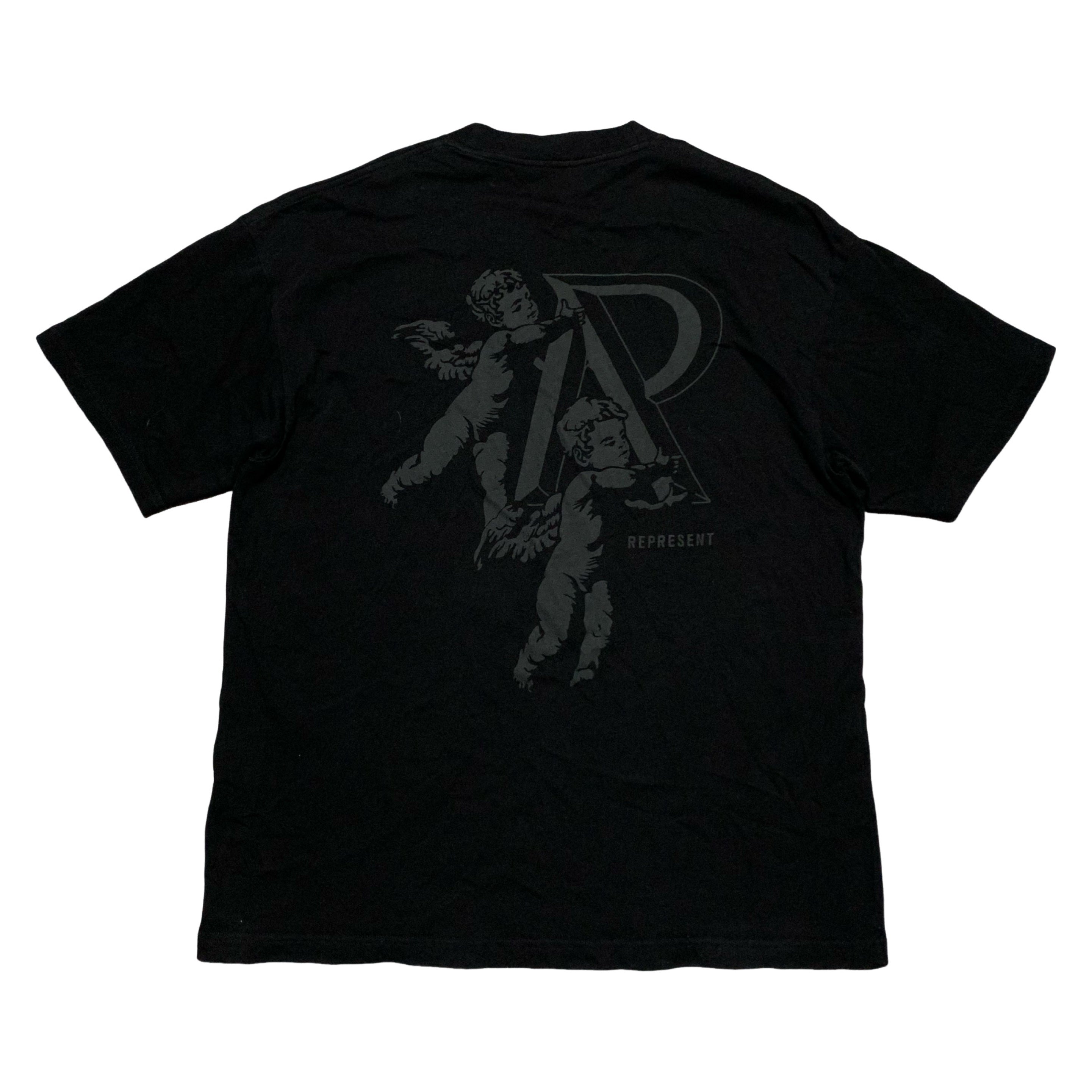 Represent Medium Cherub Initial Black Tee