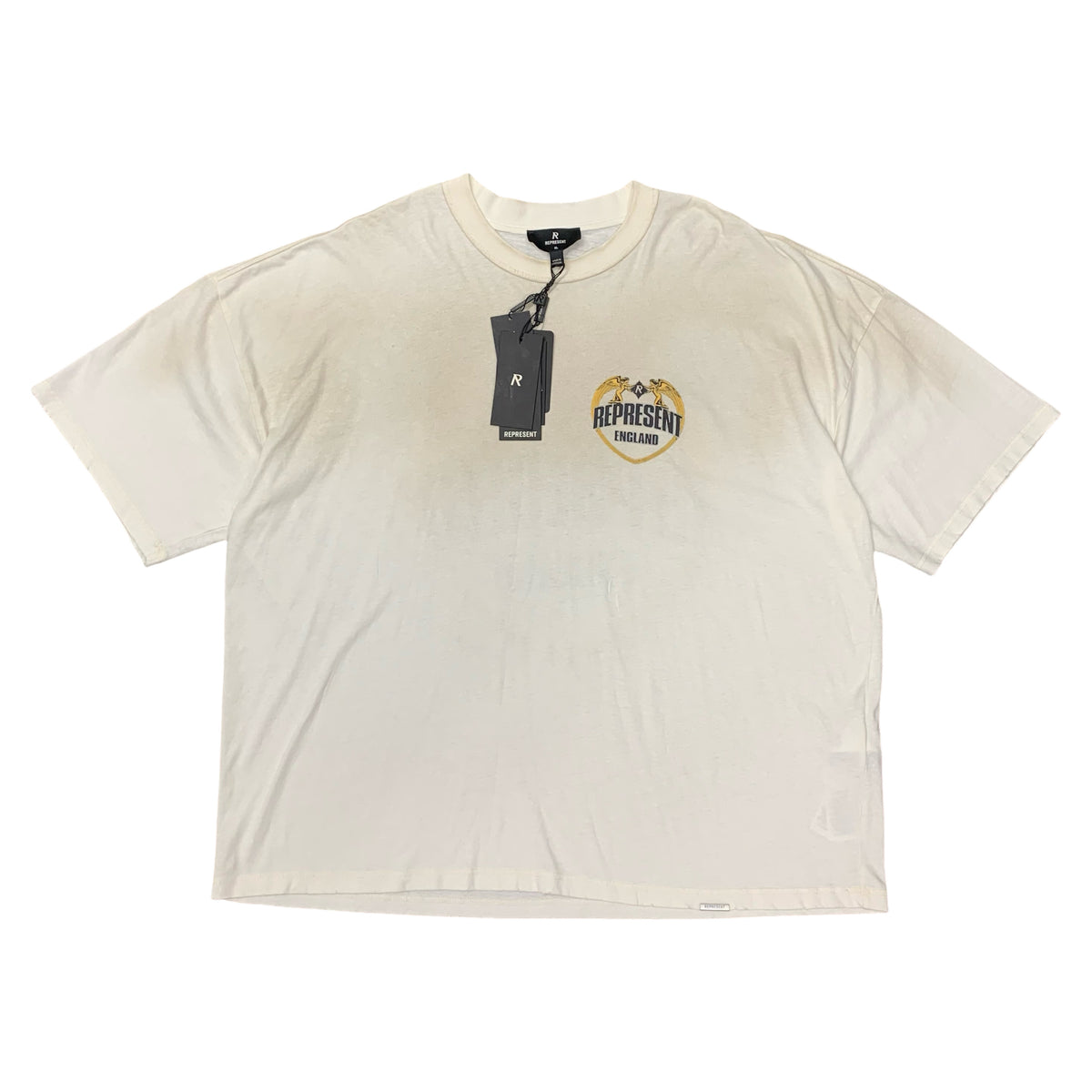 Represent XL Tee Angel Border Washed Ecru White Oversized T-Shirt