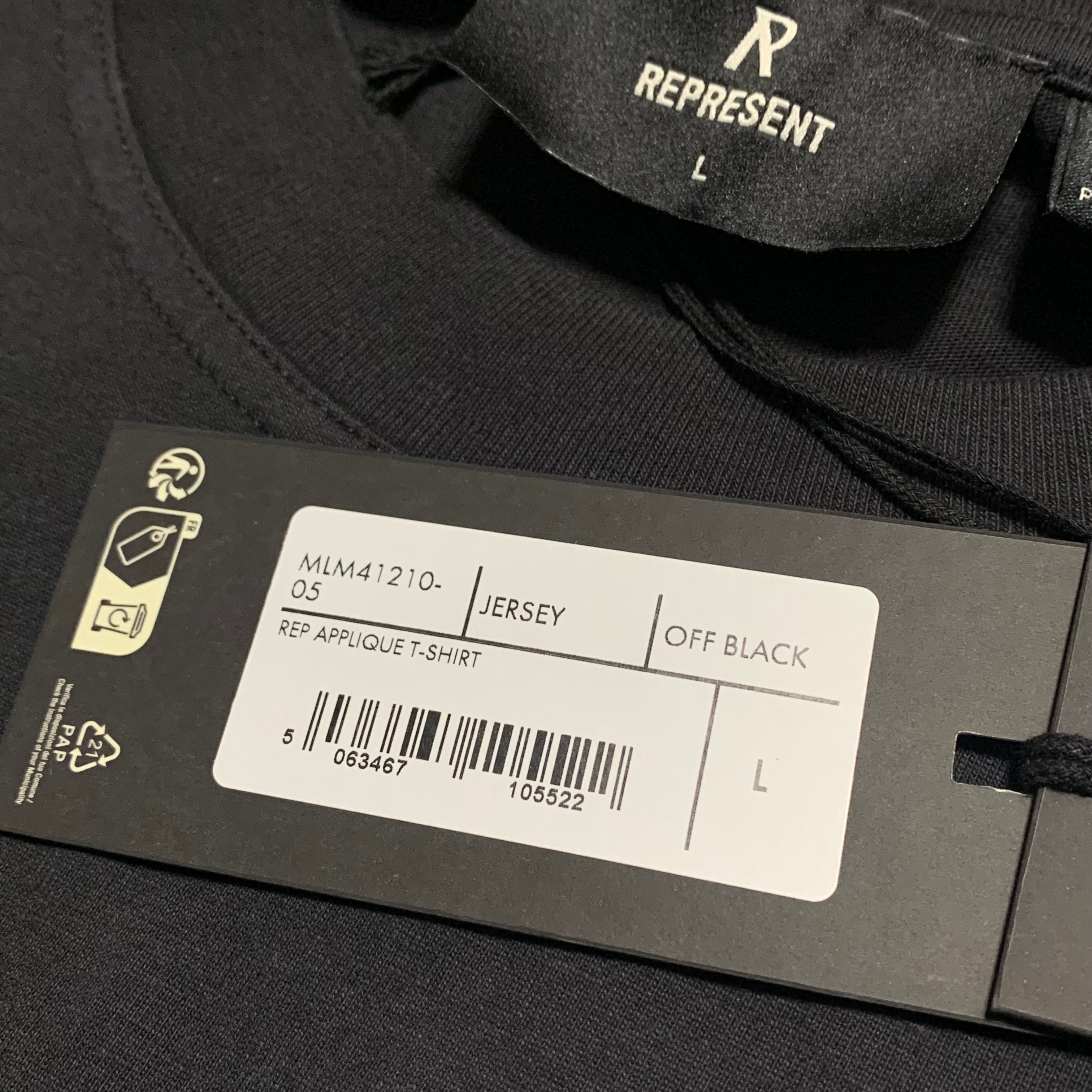 Represent Large Applique Off Black Tee
