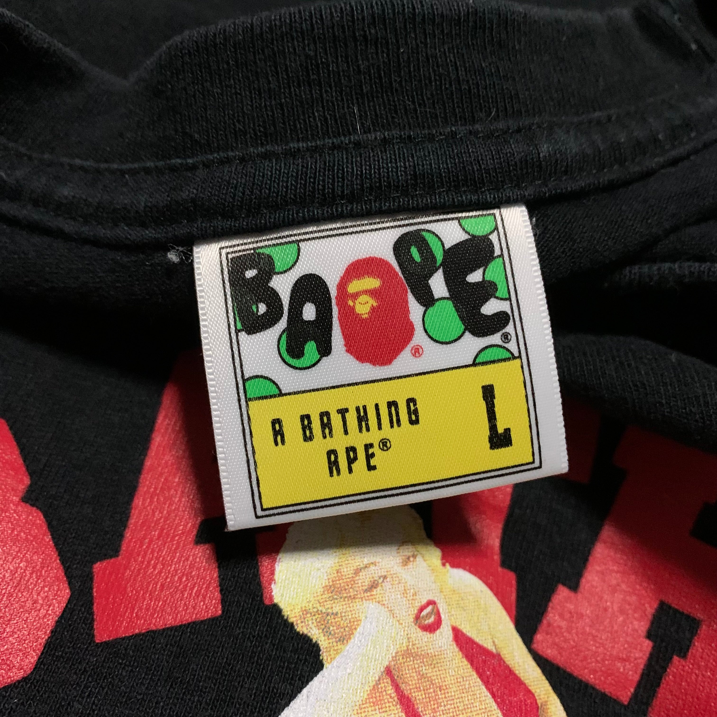 Bape x Marilyn Monroe Large College Black Tee A Bathing Ape 2020