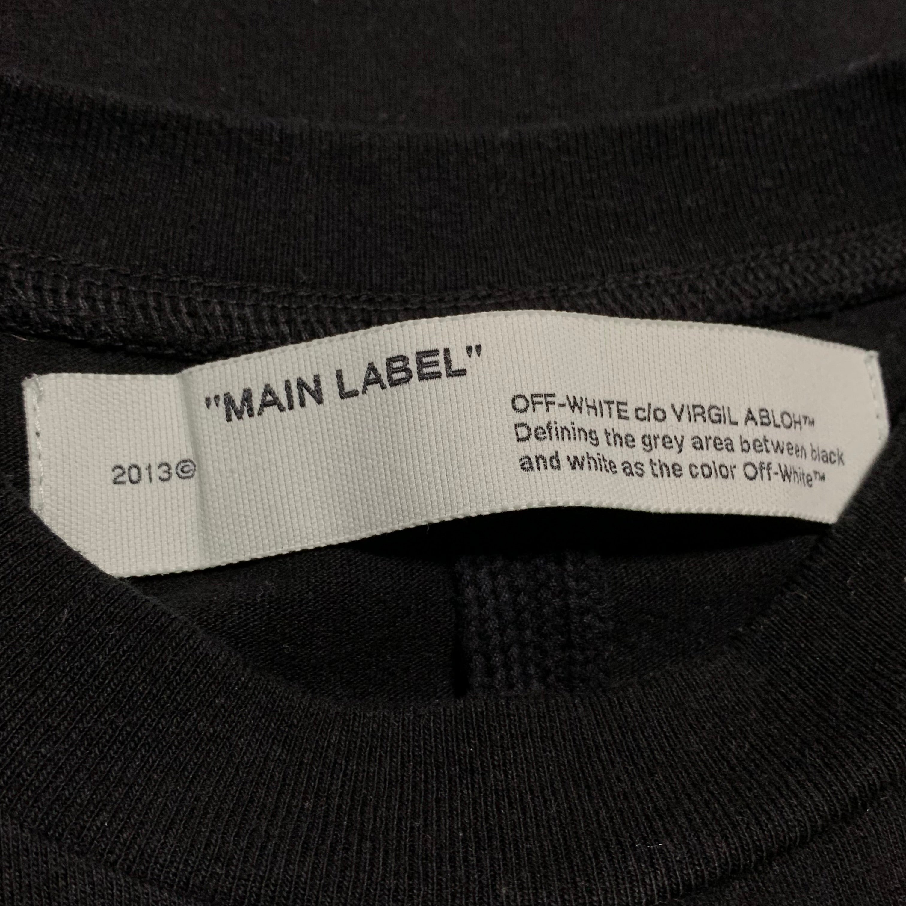 Off White Small Yellow Disrupted Font Black Tee Virgil Abloh