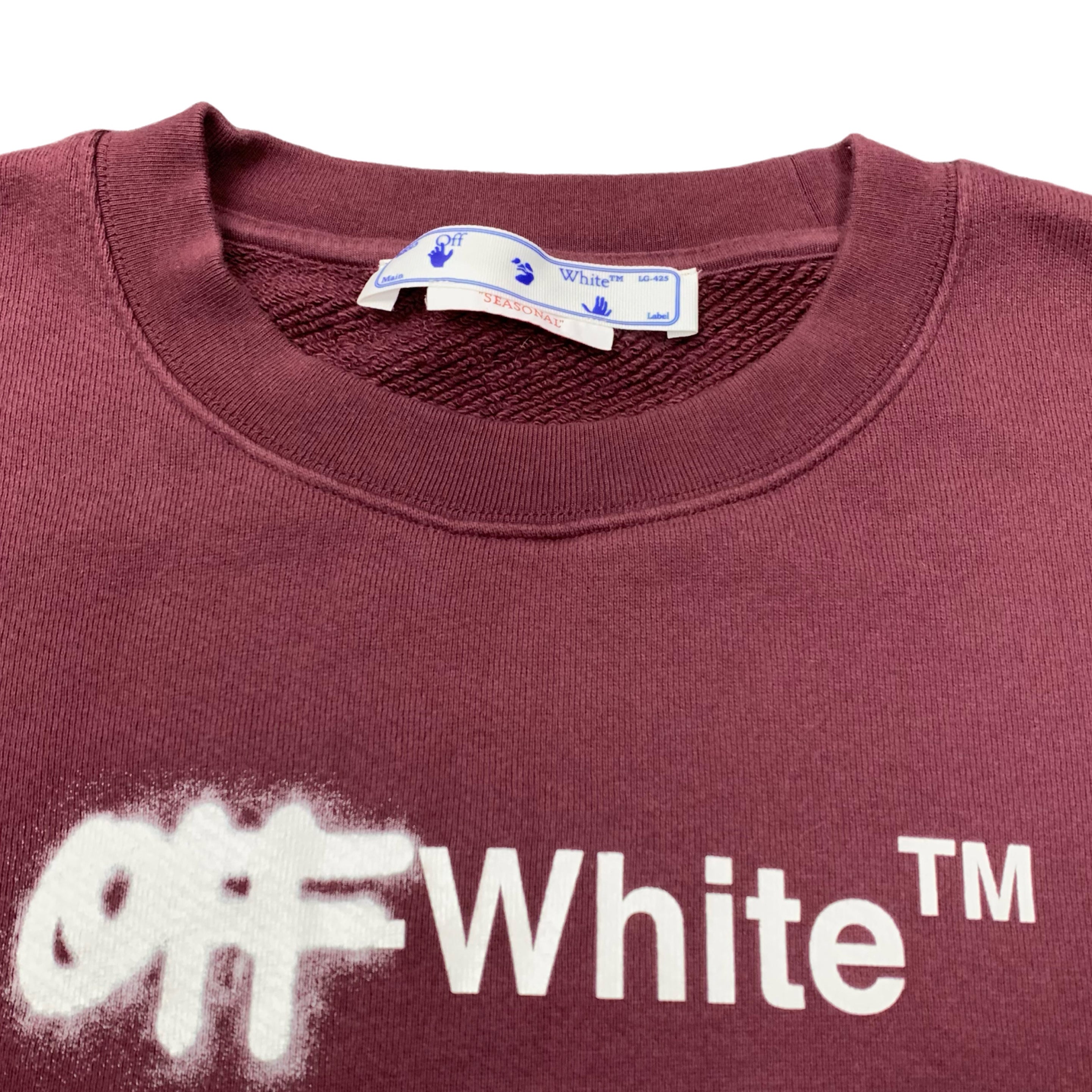 Off White Small Sweatshirt Off Graffiti Burgundy Red Crewneck Virgil Abloh