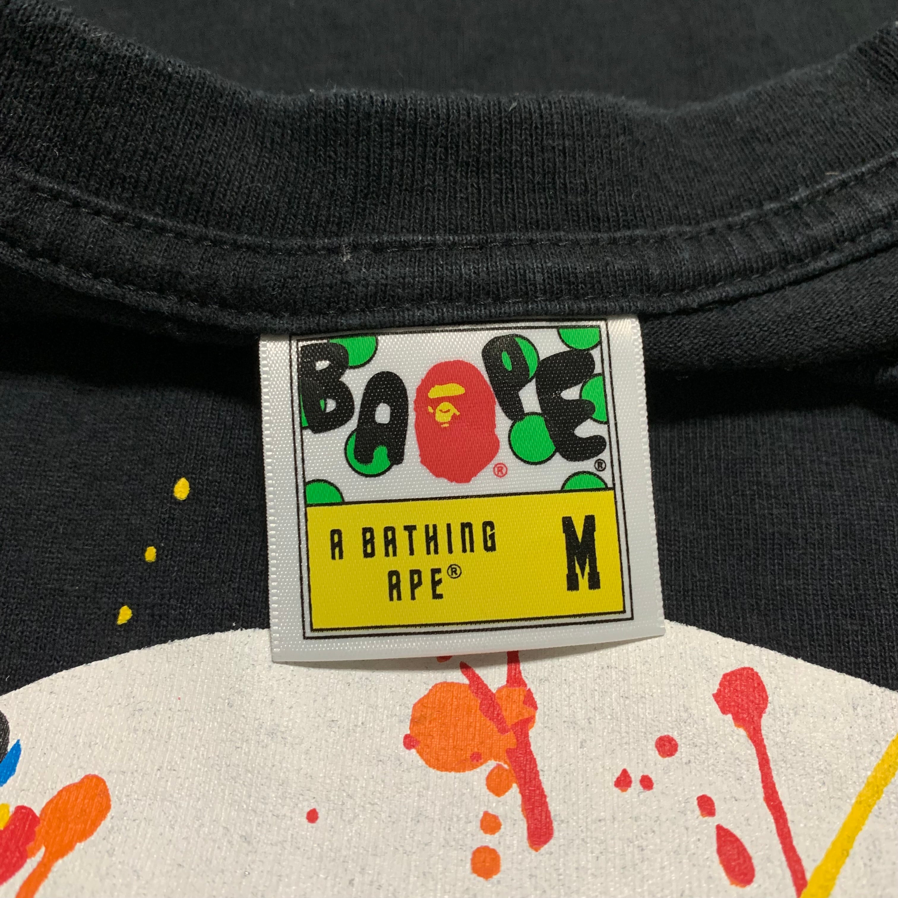 Bape Medium Paint Spatter Ape Head Black Tee A Bathing Ape