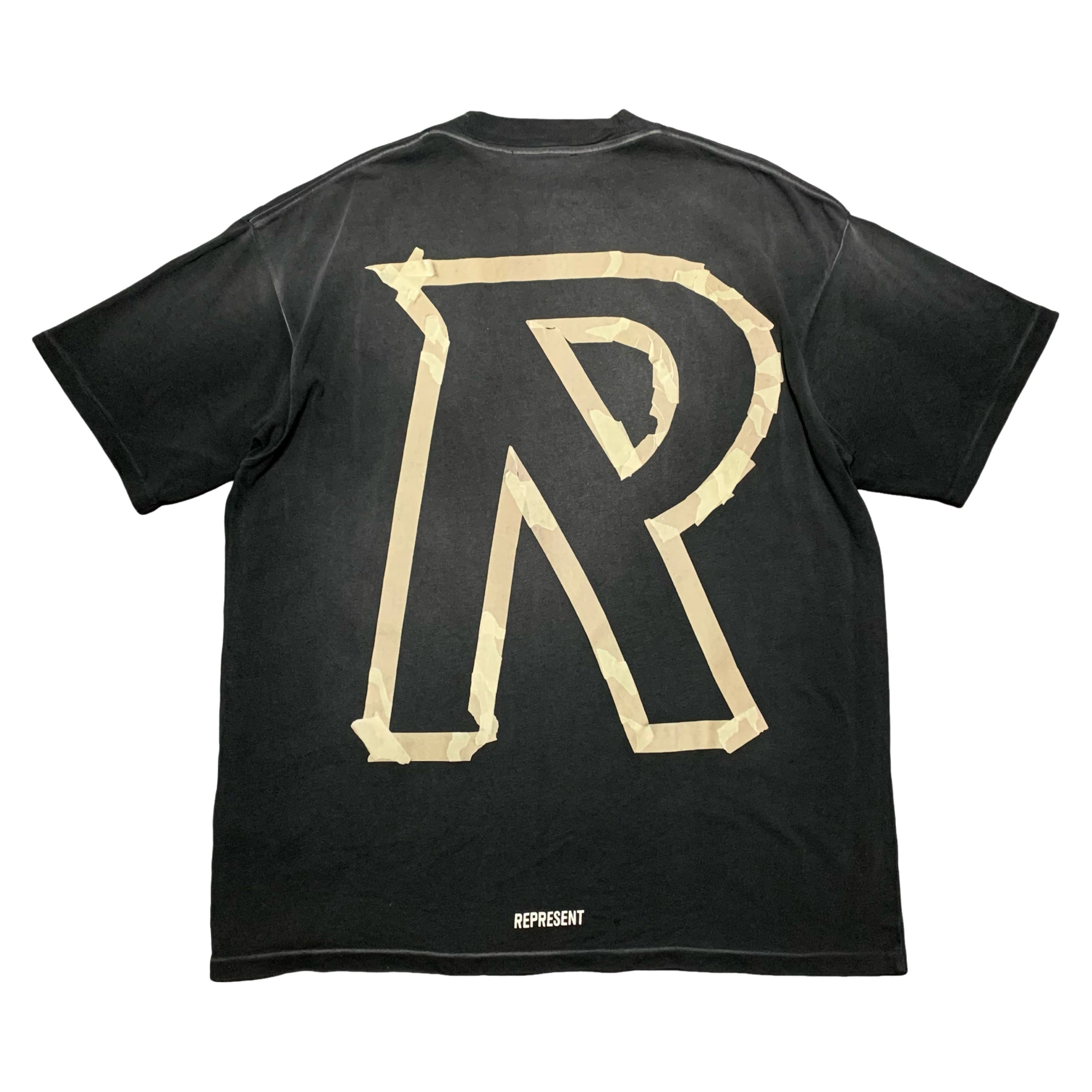 Represent XS Masking Tape Stained Black Tee