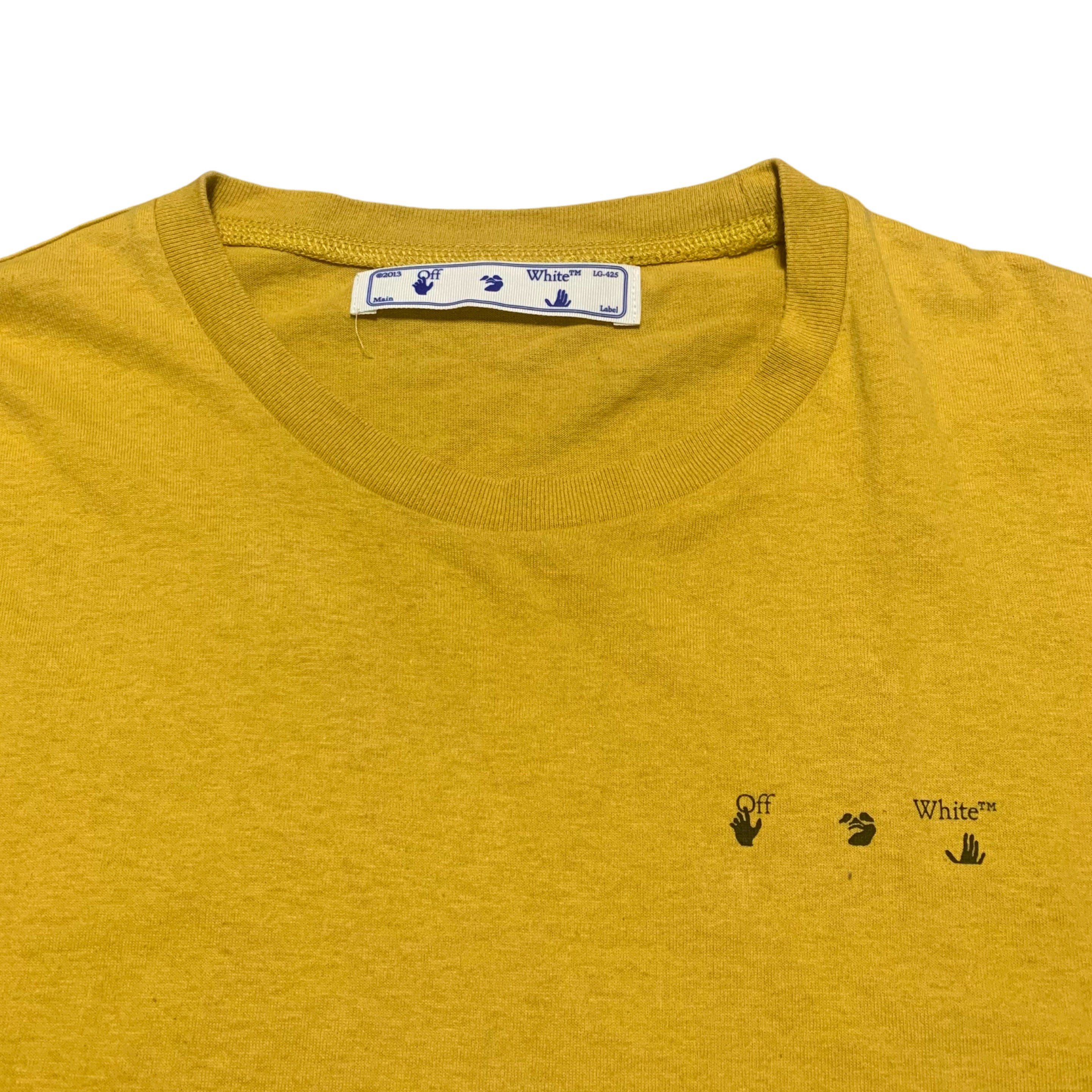 Off White XL Diag Pencil Arrows Yellow Long Sleeve Tee Virgil Abloh (OMAB001F20FAB005)